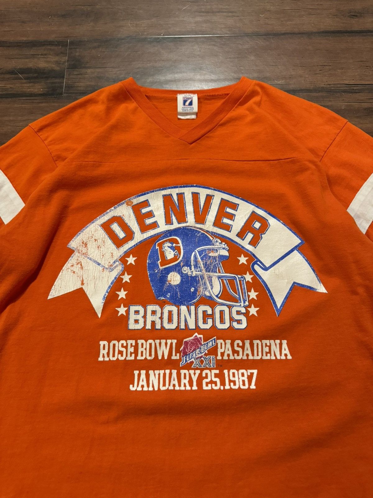 Logo 7 × NFL × Vintage Vintage 1987 Orange Logo 7 Denver Broncos Rose Bowl Tee Size US L / EU 52-54 / 3 - 2 Thumbnail
