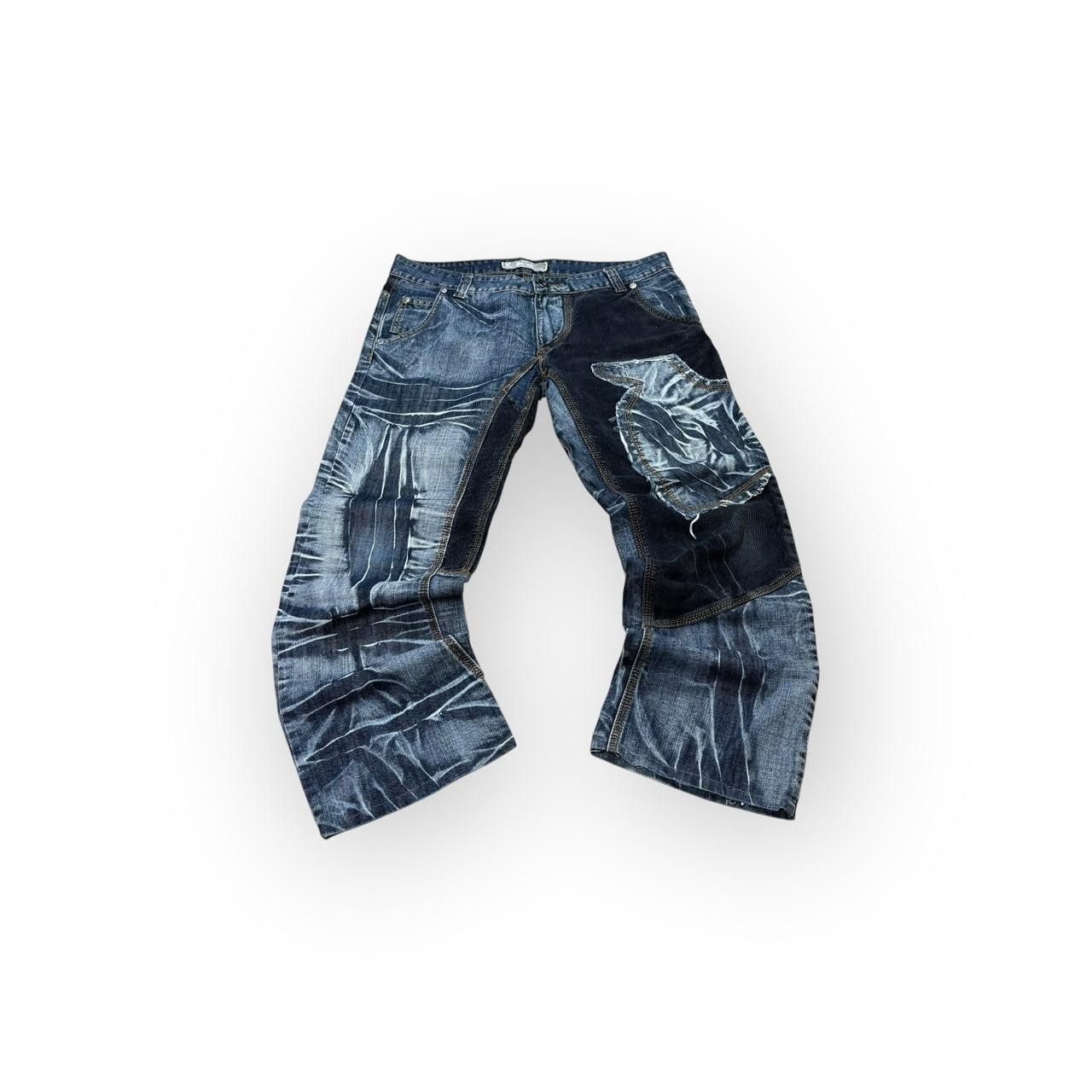 Japanese Brand Y2K Patchwork Distressed Wide-Leg Jeans Size US 34 / EU 50 - 1 Thumbnail