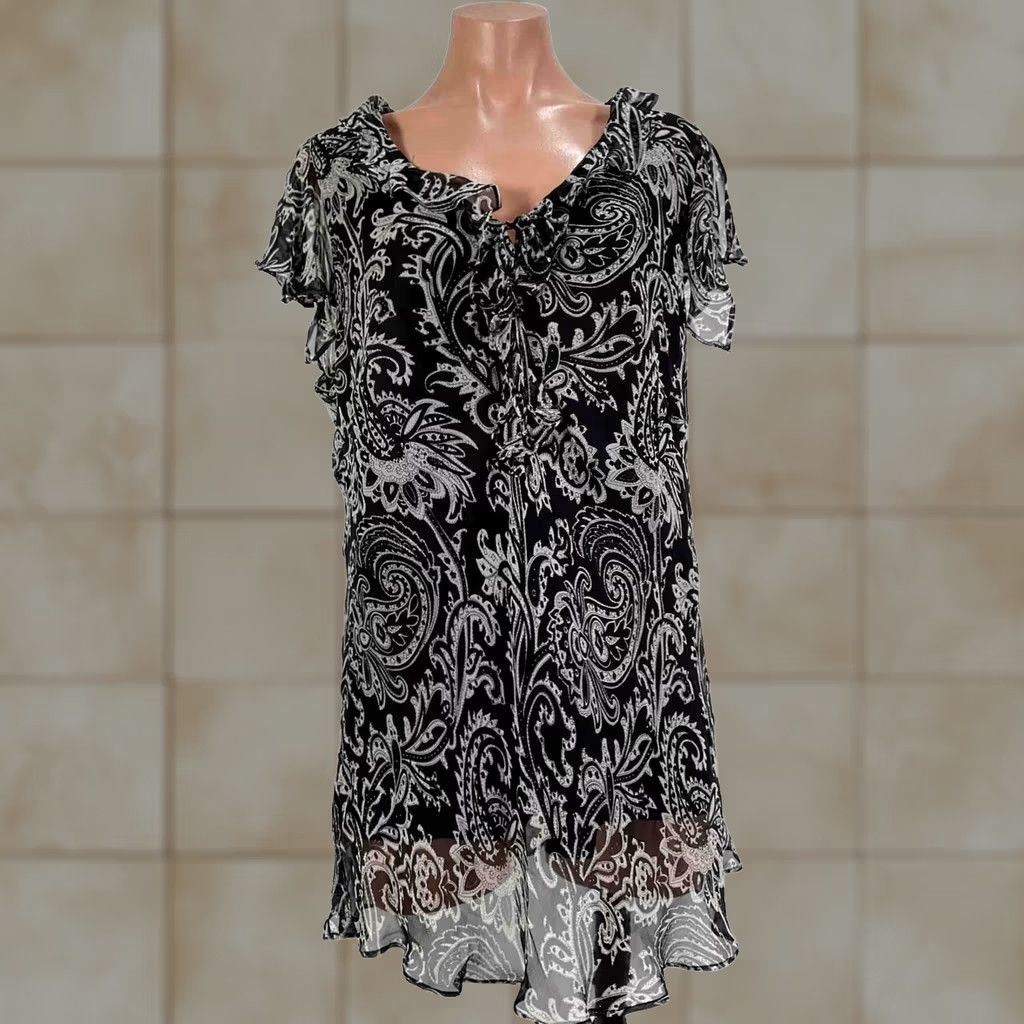 Vintage VINTAGE VISION APPAREL Blouse Womens 2X VTG Silk Floral Paisley Lace Sleeveless PLUS Size XXL / US 16-18 / IT 52-54 - 1 Thumbnail