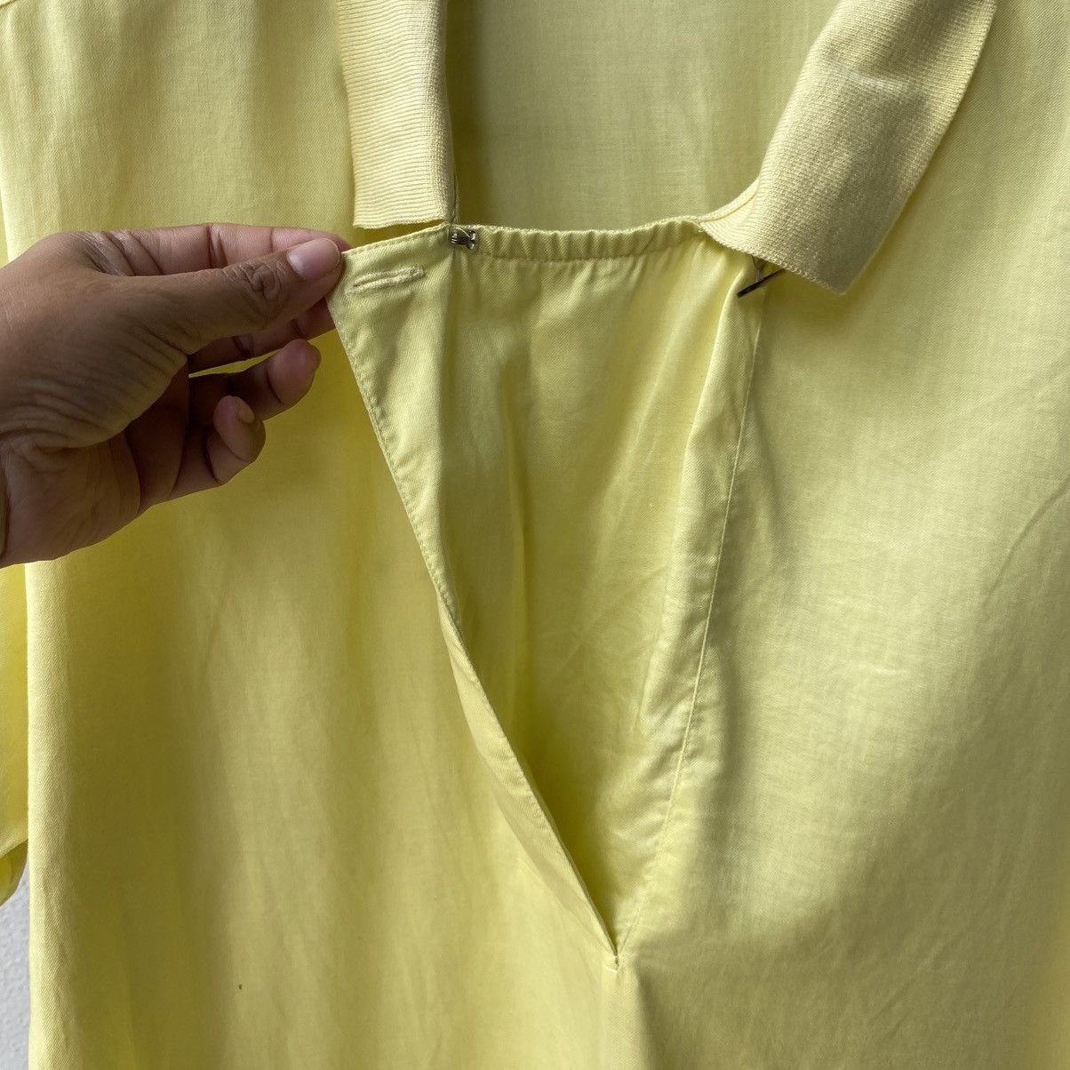 Lancel LANCEL Yellow Embroidered Short-Sleeve Shirt with Logo Back Size L / US 10 / IT 46 - 6 Thumbnail