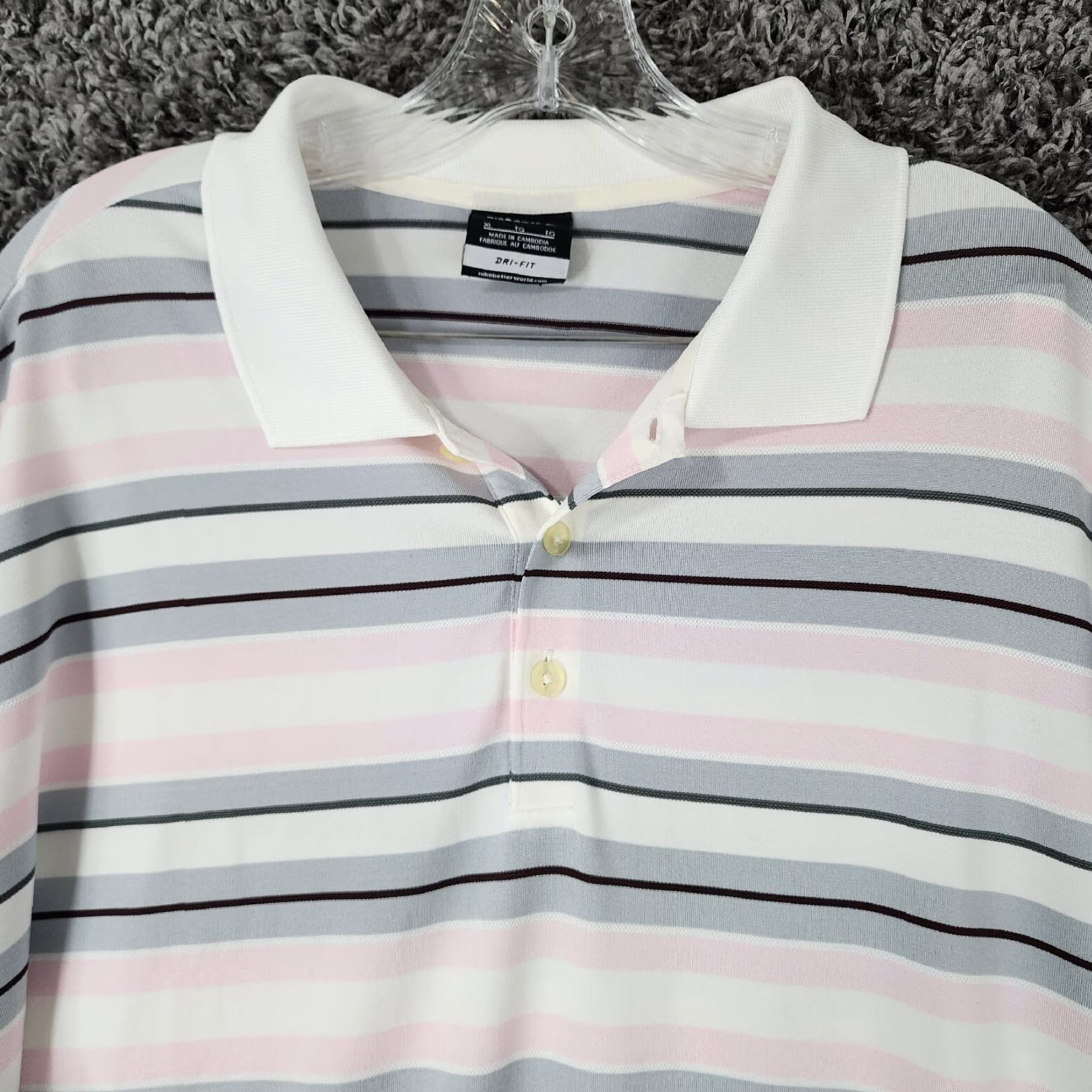 Nike Nike Golf Polo Shirt Men XL Pink Gray Striped Short Sleeve with Performance Golf Polo Shirt Size US XL / EU 56 / 4 - 4 Thumbnail