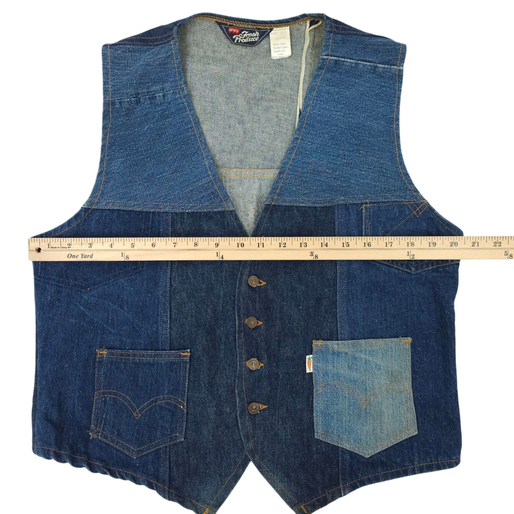 Levi's Levis Fresh Produce Patchwork Denim Vest L Buckle Back Vtg Size L / US 10 / IT 46 - 3 Thumbnail