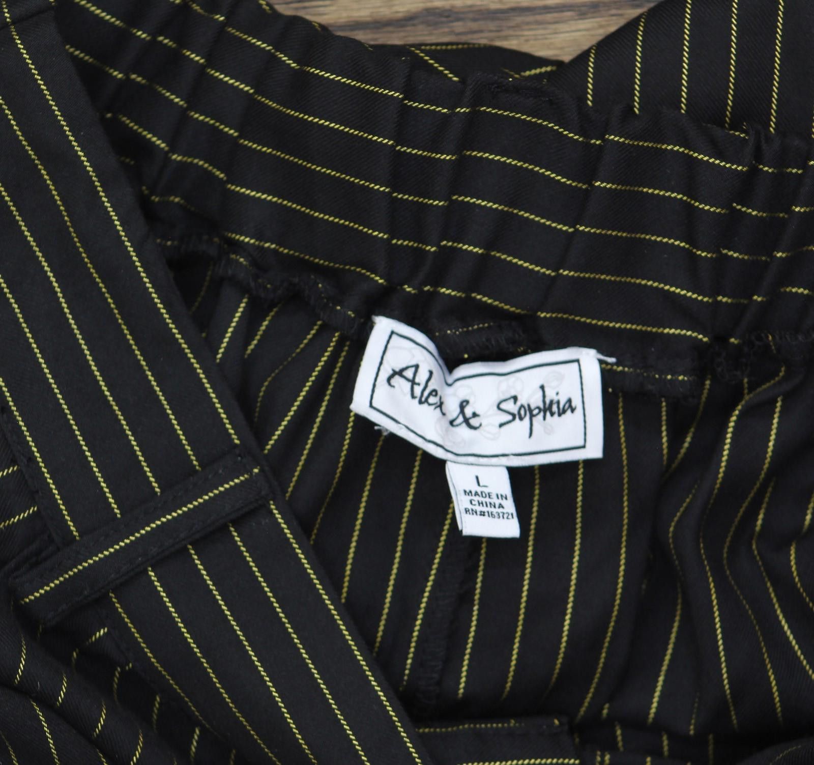 Other Nwt Alex & Sophia Pleated Pinestripe Pants Black / Gold L Size 36" / US 14 / IT 50 - 4 Thumbnail