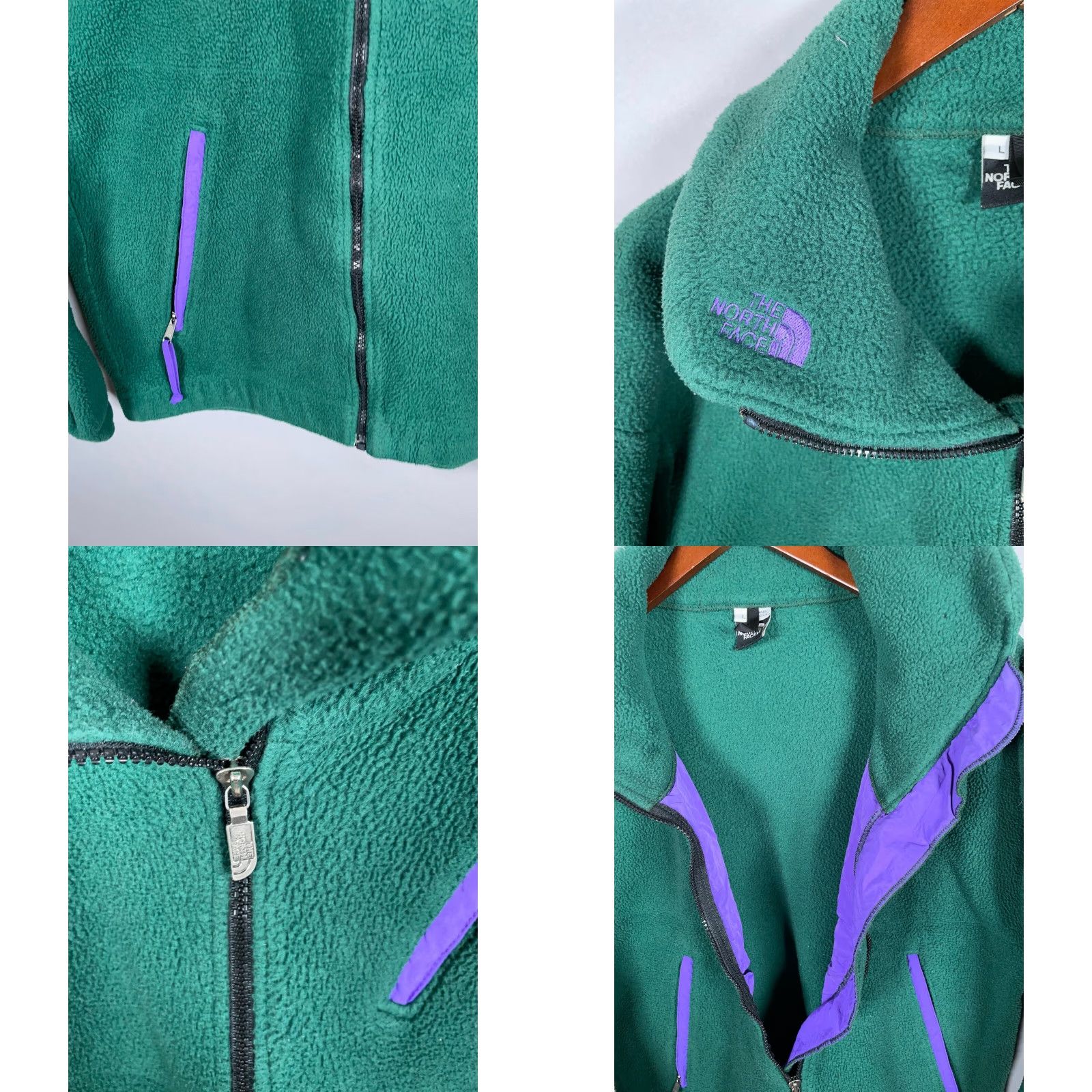 The North Face VINTAGE The North Face Jacket Green Purple 90s Zip Up Fleece Mens Large USA Made Retro Size US L / EU 52-54 / 3 - 9 Thumbnail