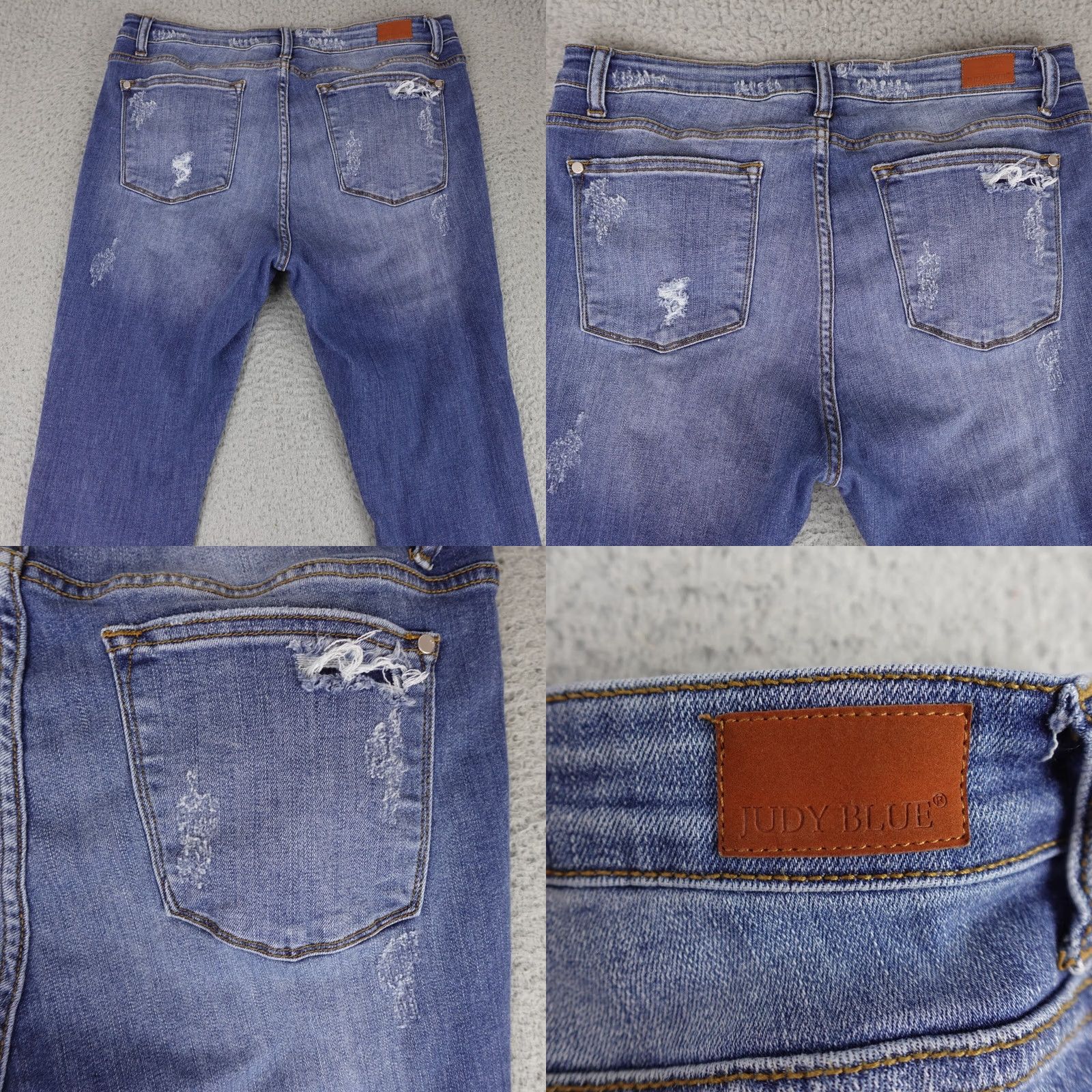 Vintage Judy Blue Jeans Womens 1XL Blue Denim Skinny Fit Distressed Leopard Cheetah Y2K Jeans Size 40" / US 18 - 8 Thumbnail