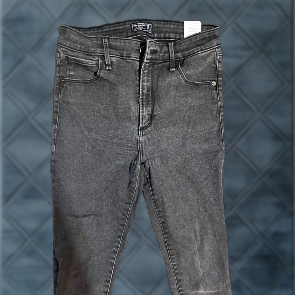 Abercrombie & Fitch Abercrombie & Fitch Jeans Womens 27/4 Distres Simone High Rise Super Skinny Black Denim 5-Pocket Zipper Button Size 27" / US 4 / IT 40 - 1 Thumbnail