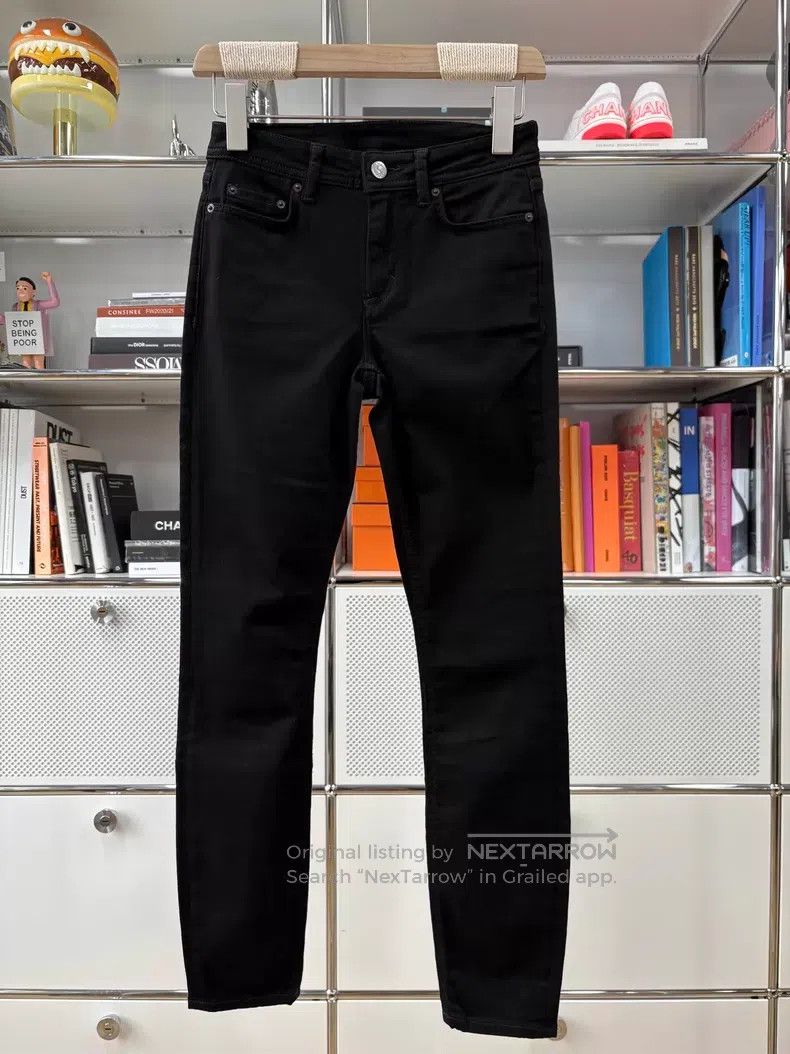 Acne Studios Acne Studios Black leather label silver buckle jeans, a mo Size 25" / US 0 / IT 36 - 1 Thumbnail