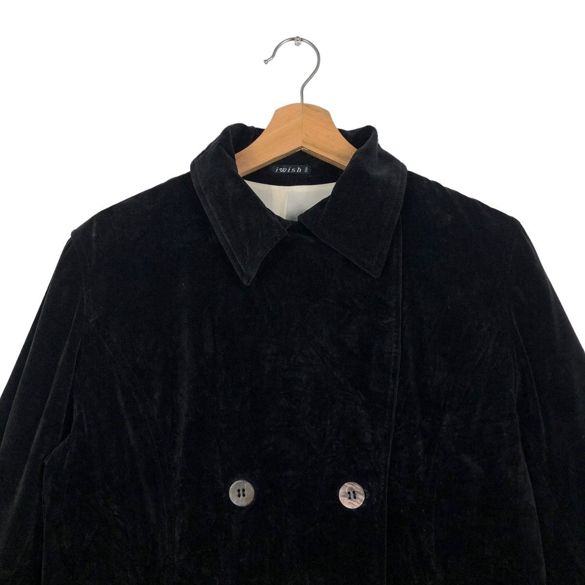 Yohji Yamamoto 🔥Rich Black - Velvet Fly Coats Long Jacket I Wish Y’s Bis Size M / US 6-8 / IT 42-44 - 3 Thumbnail