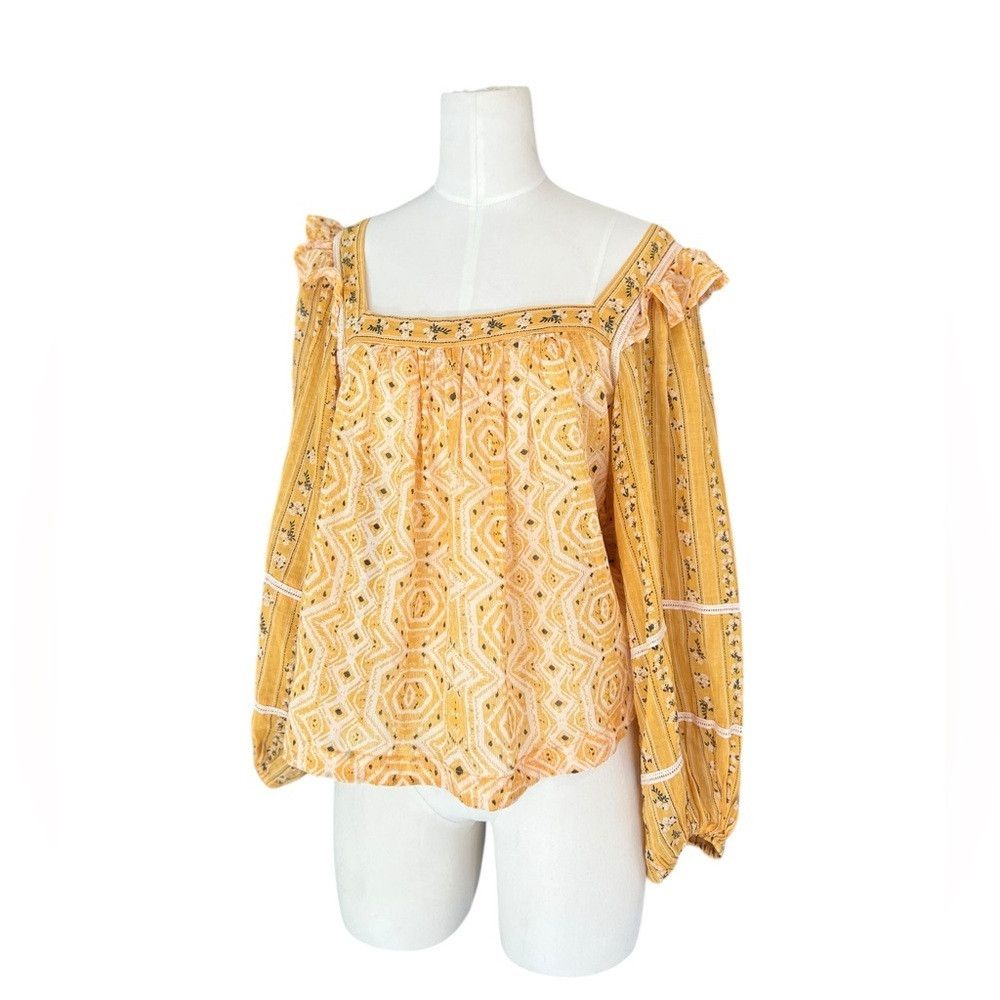 Free People Free people blouse yellow mustard sheer in Size M square ne Size M / US 6-8 / IT 42-44 - 2 Thumbnail