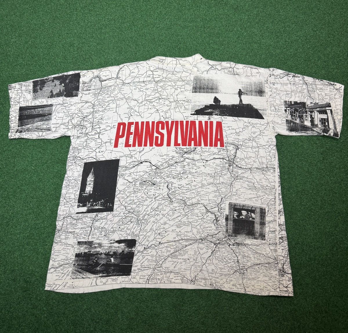Vintage Pennslyvania Keystone State AOP Map XL/XXL 25x28 T Shirt Size US XL / EU 56 / 4 - 3 Thumbnail