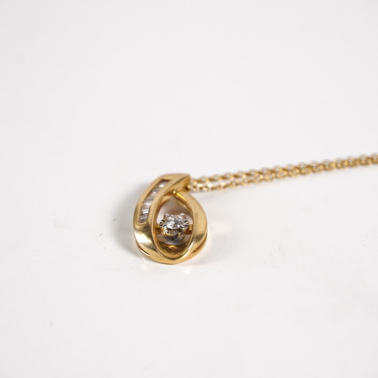 Other 0.2Ct Nat Diamonds Teardrop Pendant Solid 14K Gold Necklace Size ONE SIZE - 6 Thumbnail