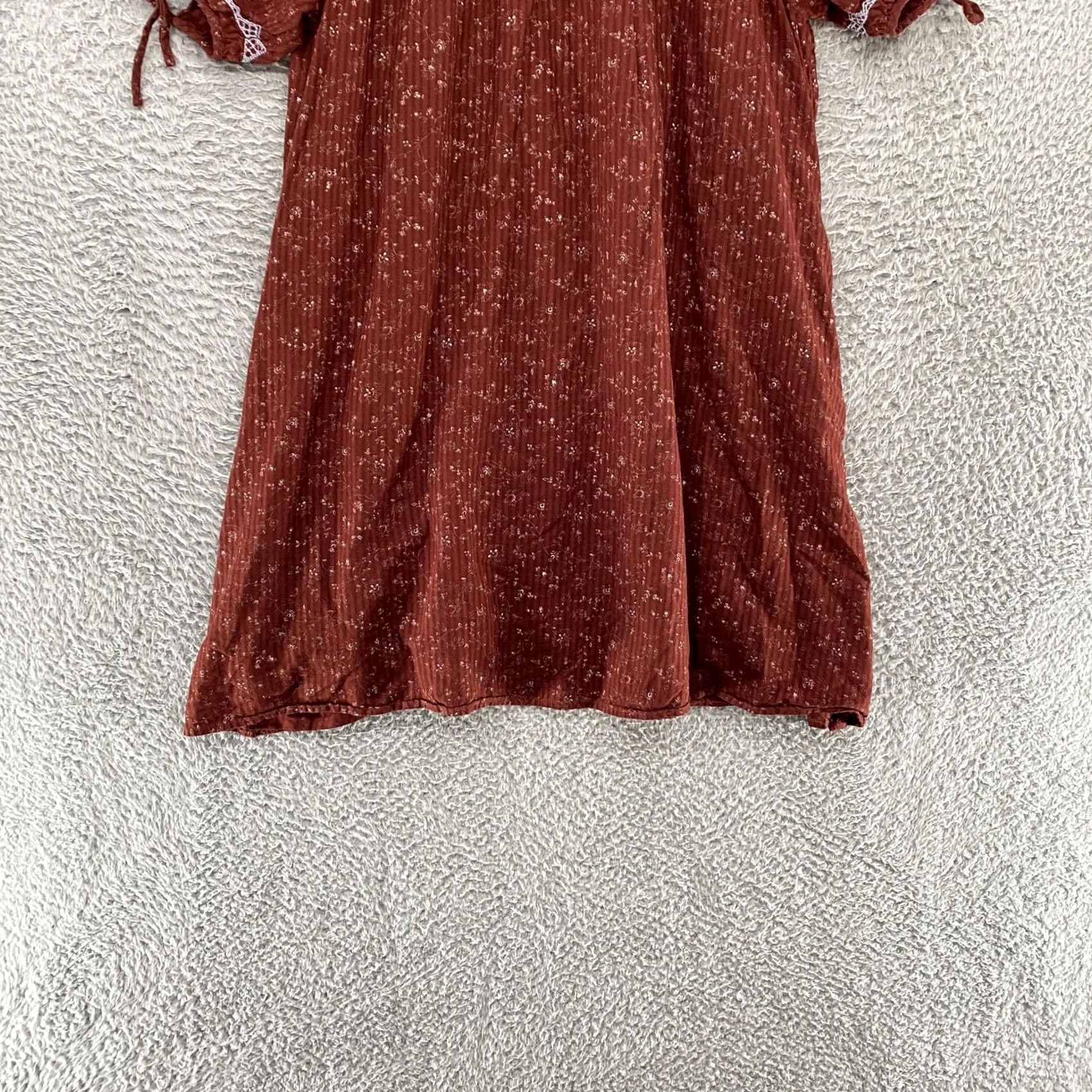 Madewell VINTAGE Madewell Dress Womens Medium Rust Red Embroidered Boho Peasant Cottagecore Size M / US 6-8 / IT 42-44 - 3 Thumbnail