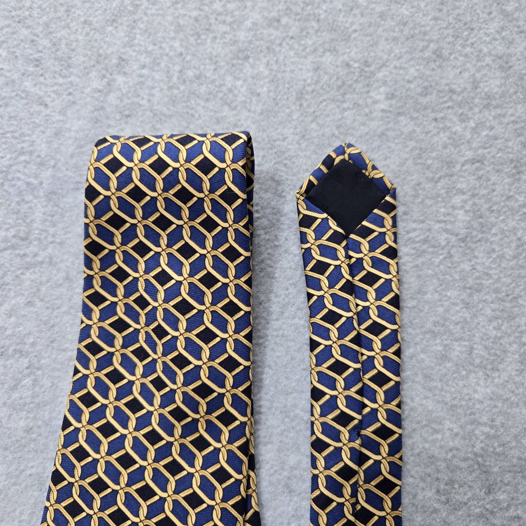 Brooks Brothers Brooks Brothers Tie Mens Silk Geometric Chain Print Made USA Classic Dress Necktie Navy Gold, One Size, Woven, Logo Accents, Mens Size ONE SIZE - 2 Thumbnail