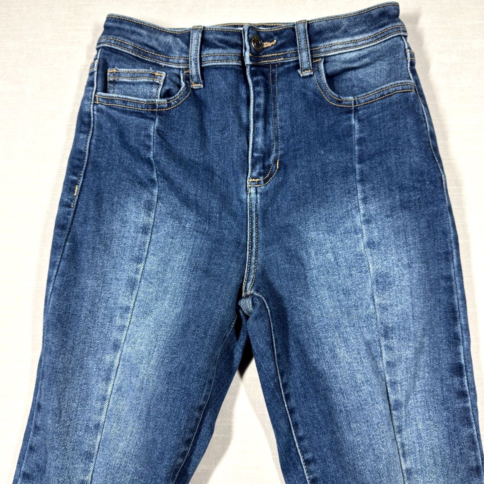 Denime Cello Jeans Womens 5 Blue Denim Ruched Bottom Statement Boho Medium Wash Jeans Size 27" / US 4 / IT 40 - 3 Thumbnail