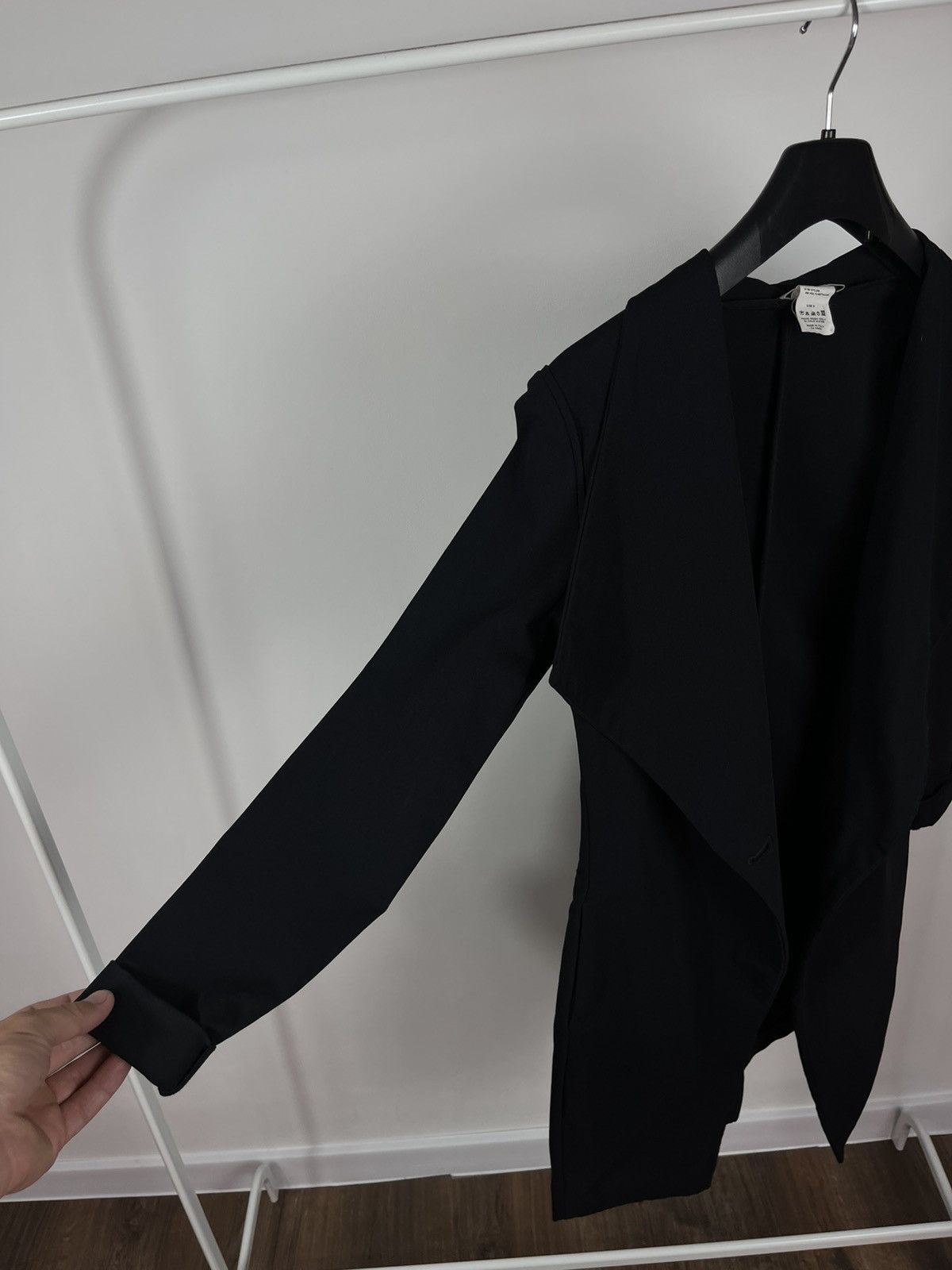 Sarah Pacini Sarah Pacini Black Nylon Long Jacket Cardigan Coat Italy Size XS / US 0-2 / IT 36-38 - 7 Thumbnail