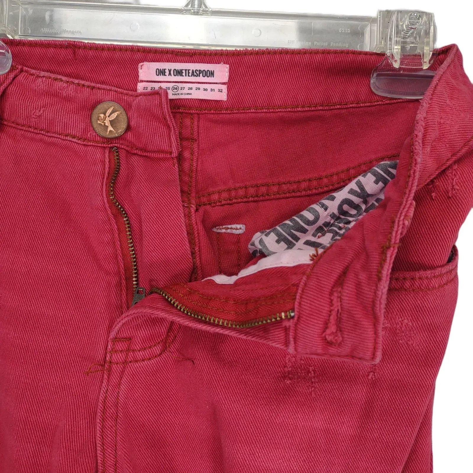 One Teaspoon One Teaspoon High Waist Awesome Baggies Red Distressed Jeans Size 28" / US 6 / IT 42 - 5 Thumbnail