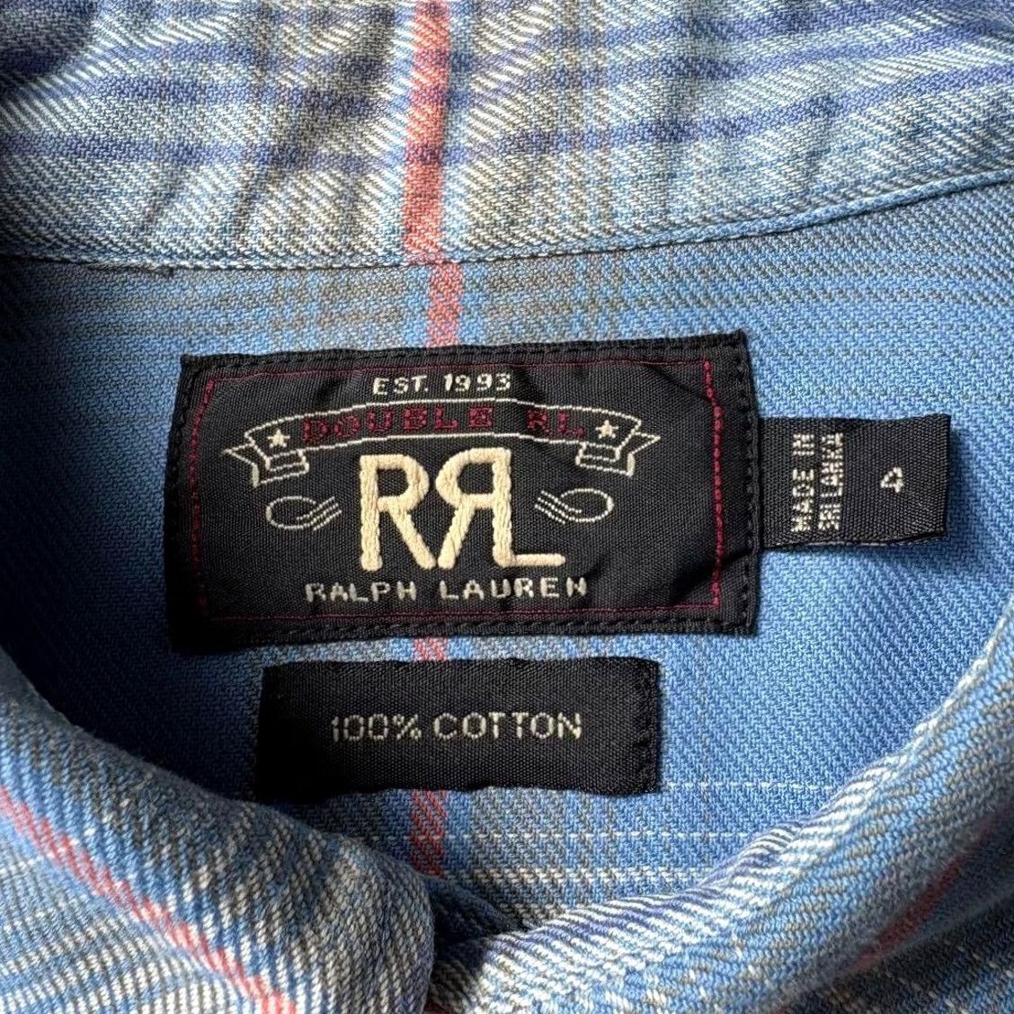 Ralph Lauren RRL RALPH LAUREN WESTERN SHIRT MEN M BLUE COTTON PLAID SHADOW CHECK USED Size US M / EU 48-50 / 2 - 4 Thumbnail