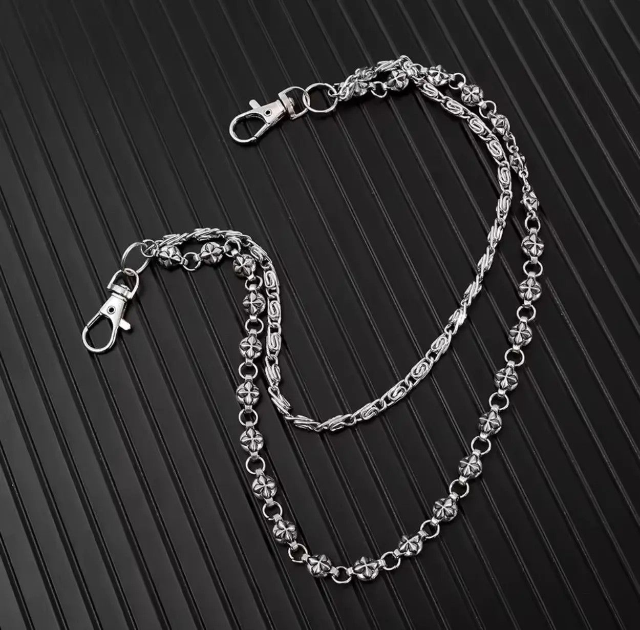 Jewelry gothic cross double waist chain vintage silver pocket Size ONE SIZE - 5 Thumbnail