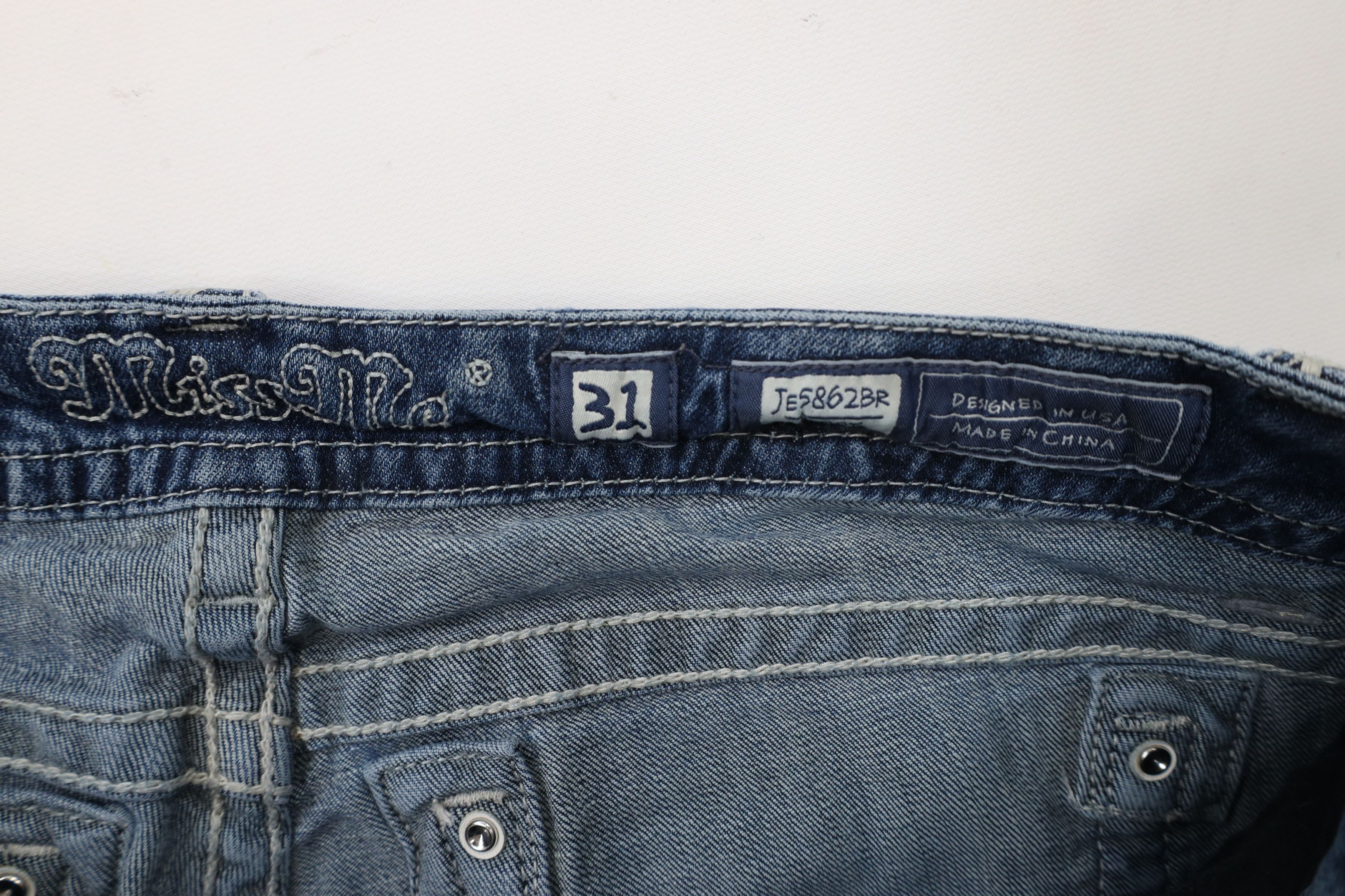 Miss Me × Vintage Miss Me Thick Stitch Flared Bootcut Denim Jeans Blue Size 31" - 10 Thumbnail