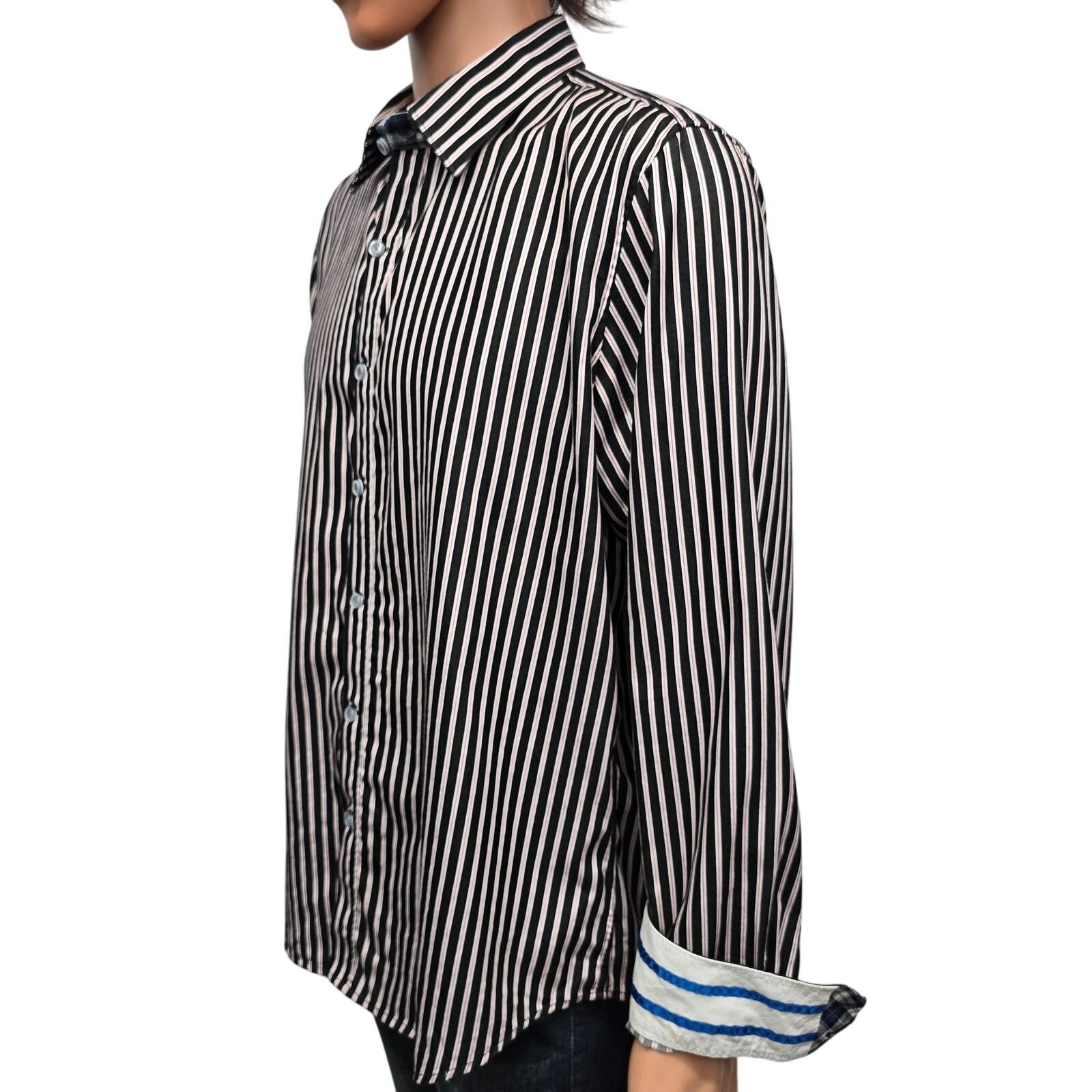 Robert Graham Robert Graham X Anniversary Shirt Flip Cuffs Stripe Tailored Size US XL / EU 56 / 4 - 9 Thumbnail