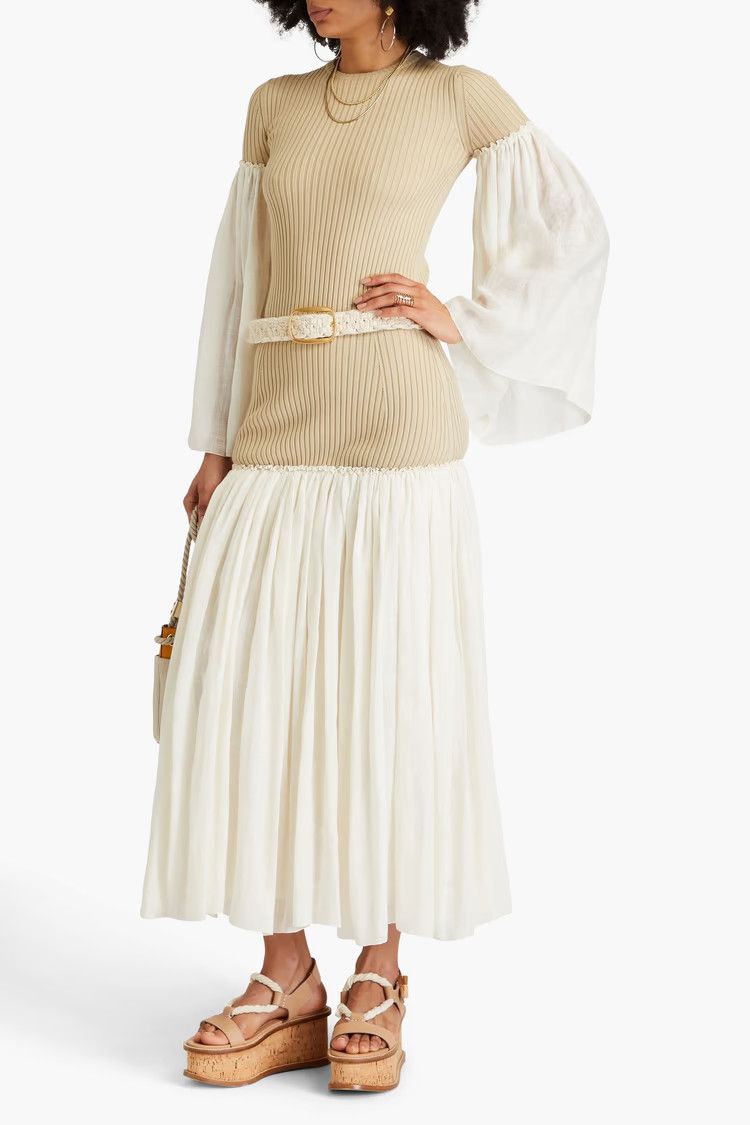 Chloe o1y0825 Midi Skirt in Ivory/White Size 28" / US 6 / IT 42 - 2 Thumbnail