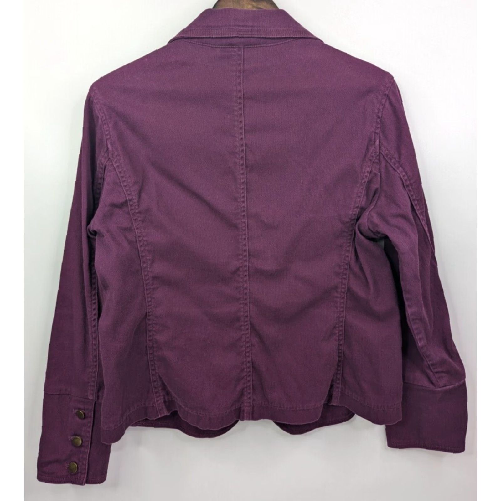 Coldwater Creek Coldwater Creek Women's Plum Purple Button Collared Flap Pockets Jacket Size 10 Size L / US 10 / IT 46 - 3 Thumbnail