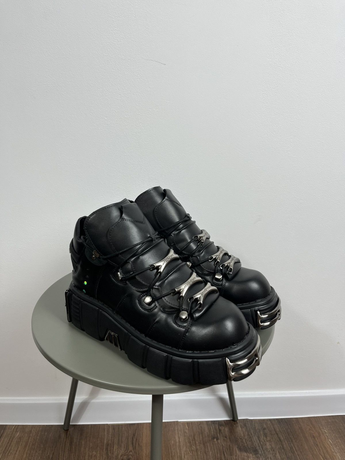 Japanese Brand Black Platform Boots with Metal Details Gothic Cyber Punk Size US 9.5 / EU 42-43 - 1 Thumbnail