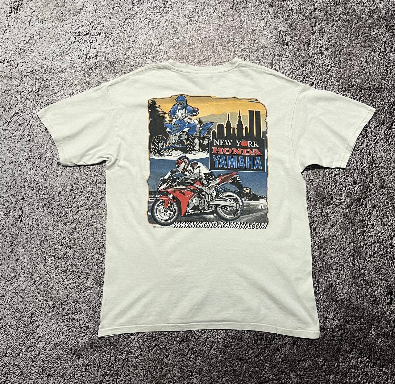 Honda × Vintage Gildan T-Shirt White New York Honda Yamaha Printed Size L Size US L / EU 52-54 / 3 - 1 Thumbnail