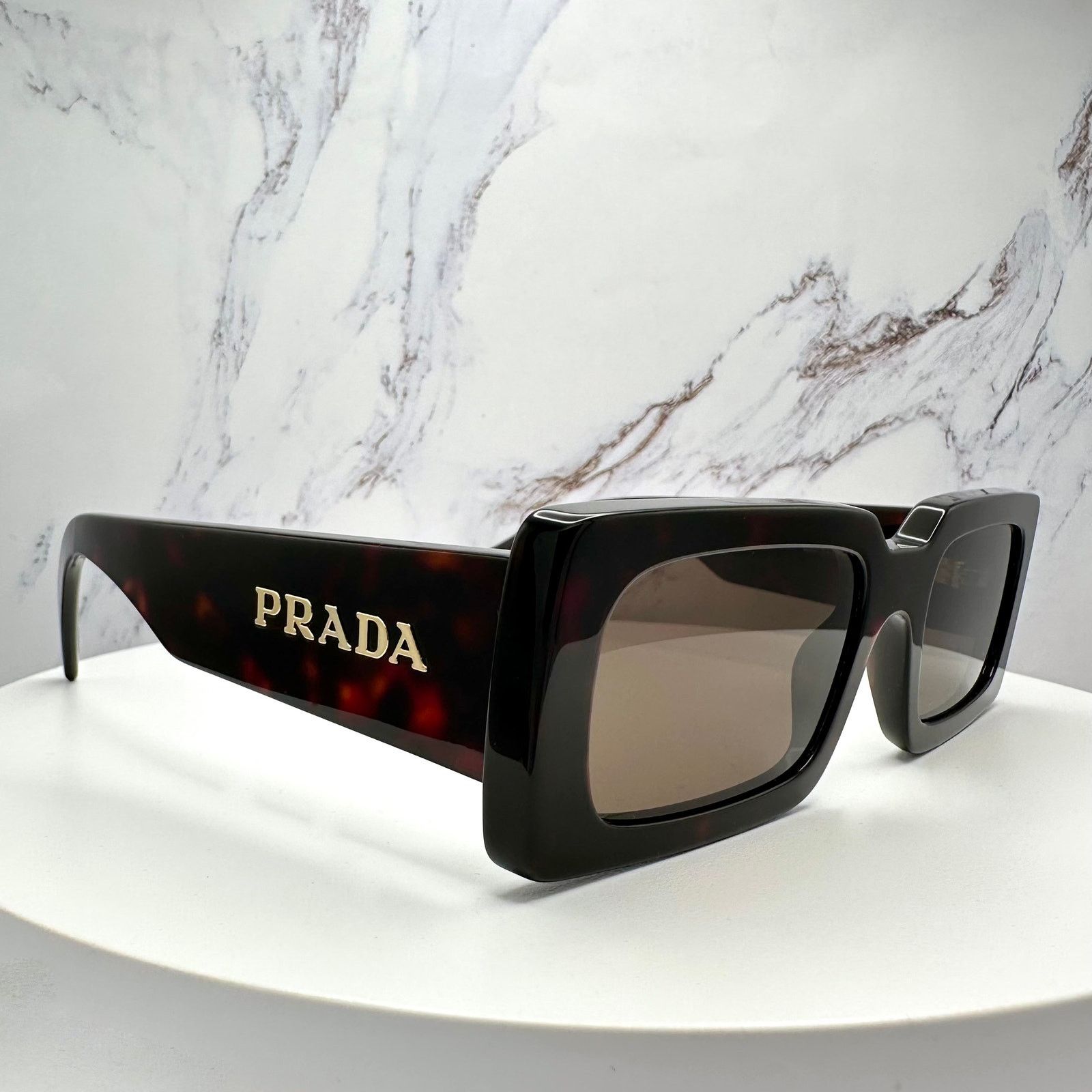 Prada Prada Sunglasses Brown Black Tortoise Gold Metal Logo Size ONE SIZE - 4 Thumbnail