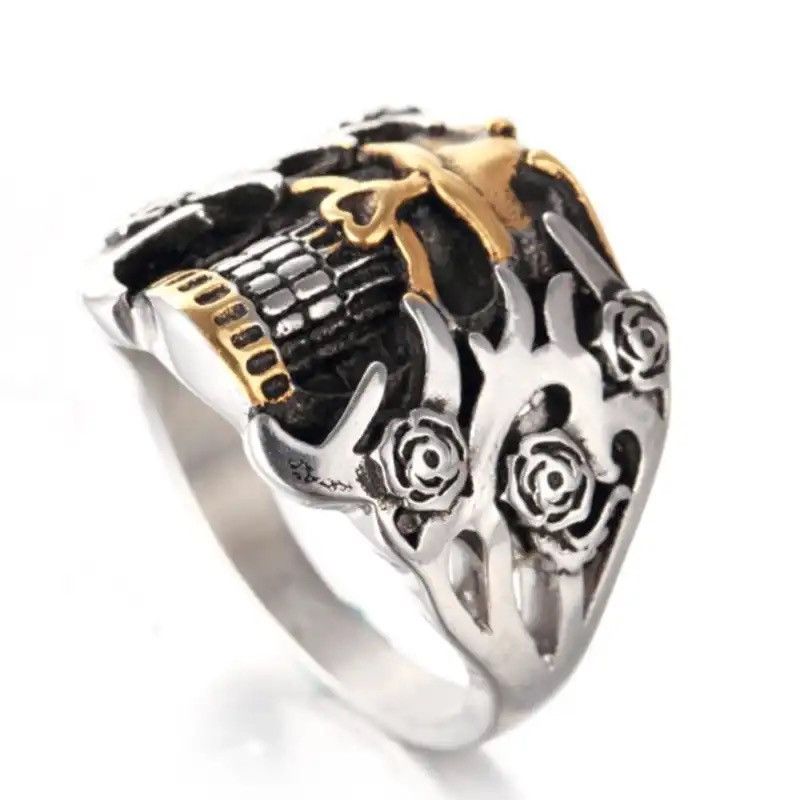 Jewelry × Vintage Gothic Cutout Floral Skull Ring Size ONE SIZE - 5 Thumbnail