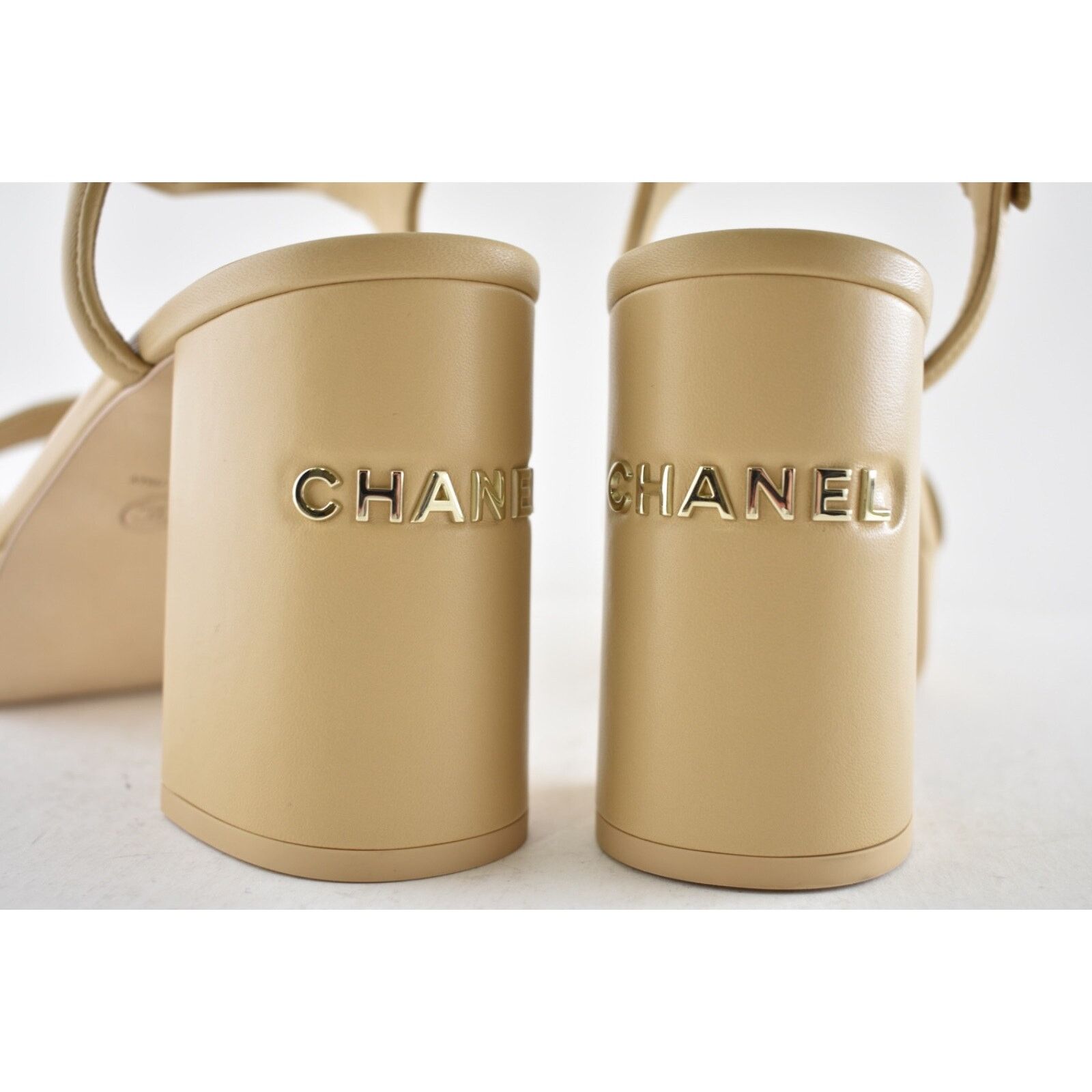 Chanel Chanel 24C Beige Nude Lambskin Leather Platform Ankle Size US 12 / IT 42 - 13 Thumbnail