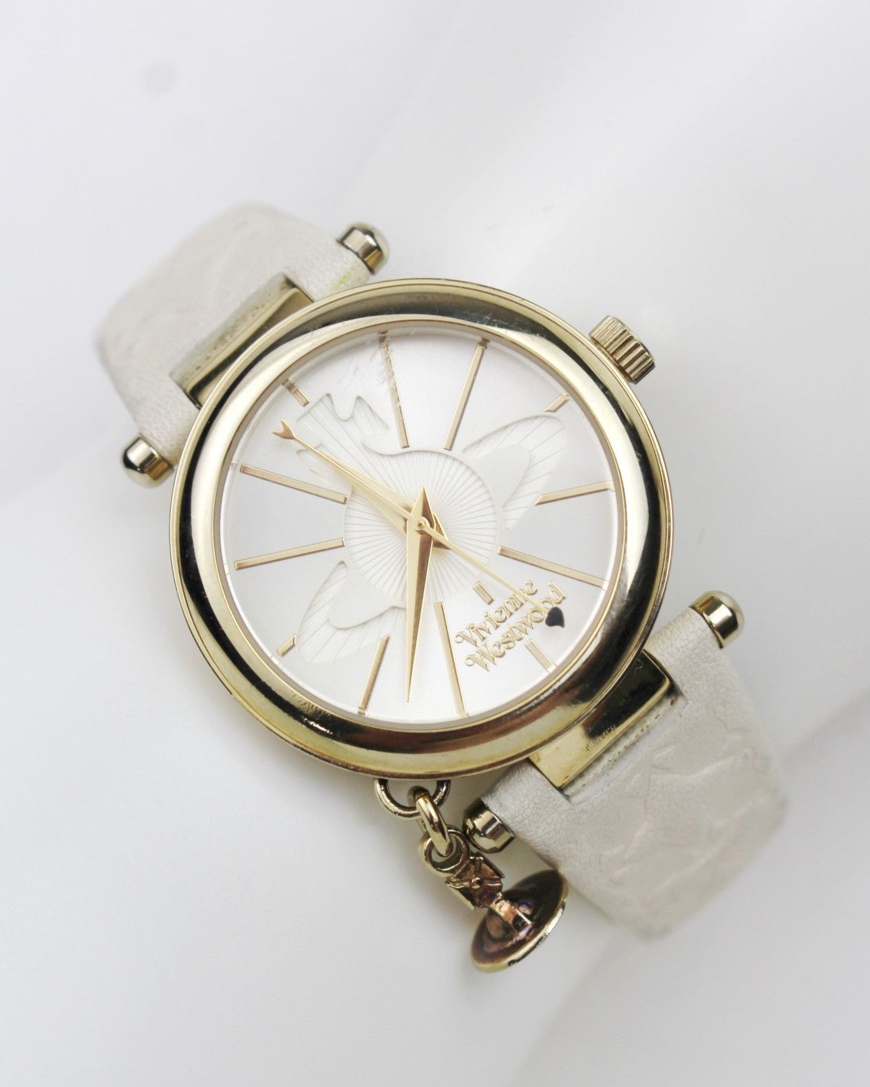 Vivienne Westwood VIVIENNE WESTWOOD ORB II CHARM WATCH – WHITE EMBOSSED STRAP Size ONE SIZE - 2 Thumbnail