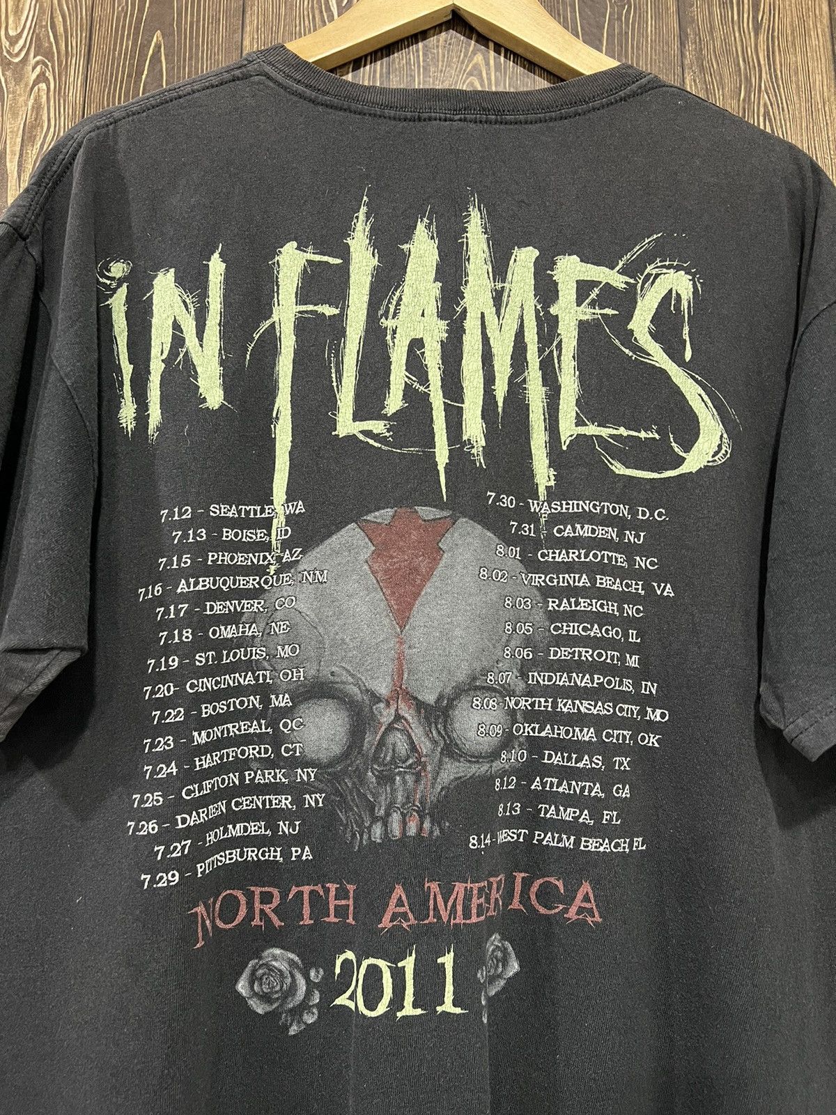 Band Tees × Vintage Vintage Y2K Distressed In Flames Band Tour Tshirt Size US XL / EU 56 / 4 - 7 Thumbnail