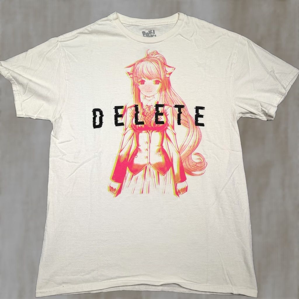 Vintage Mens Doki Doki Literature Club Anime White Shirt Medium Monika Delete Size US M / EU 48-50 / 2 - 1 Thumbnail