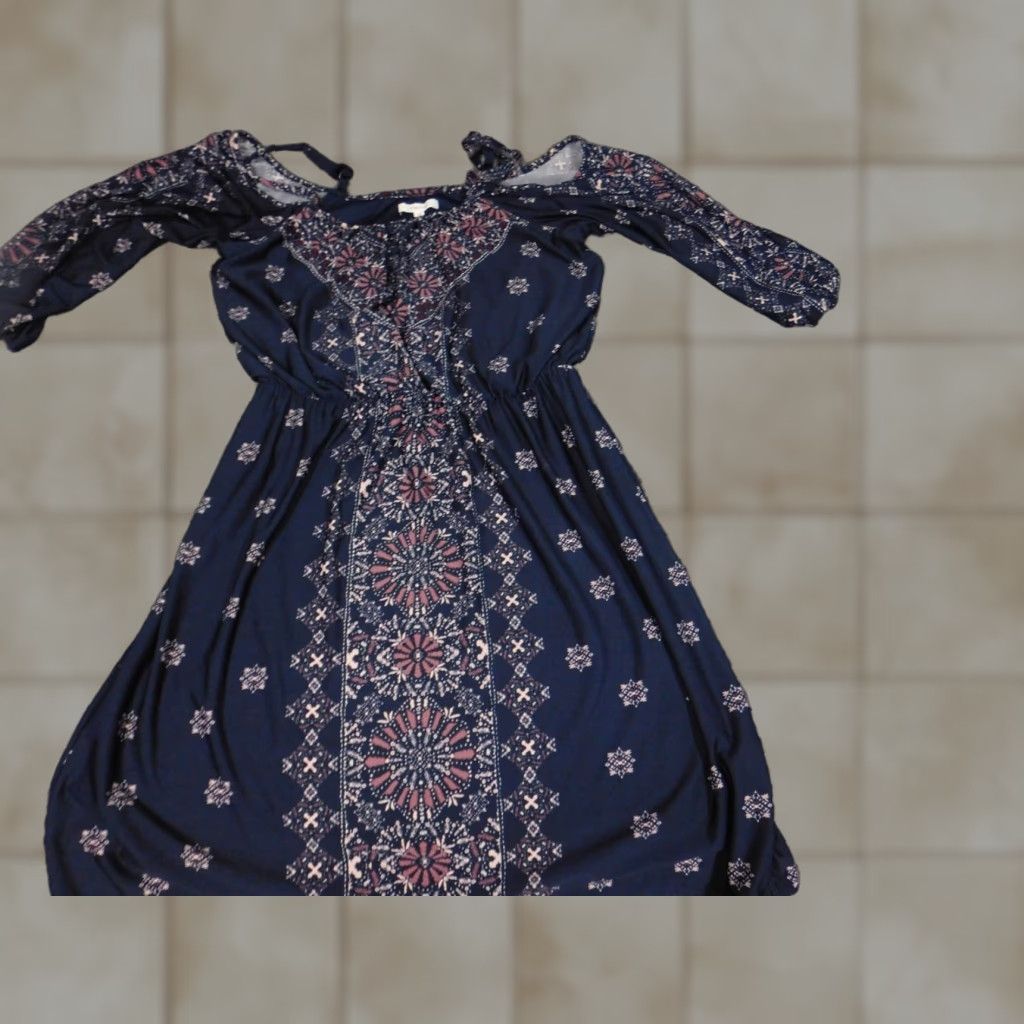 Vintage Maurices Blouse Shirt Womens S Blue Floral Pullover Cap Sleeve Collared Tunic Stretch Casual Regular Modern Classic Size S / US 4 / IT 40 - 1 Thumbnail