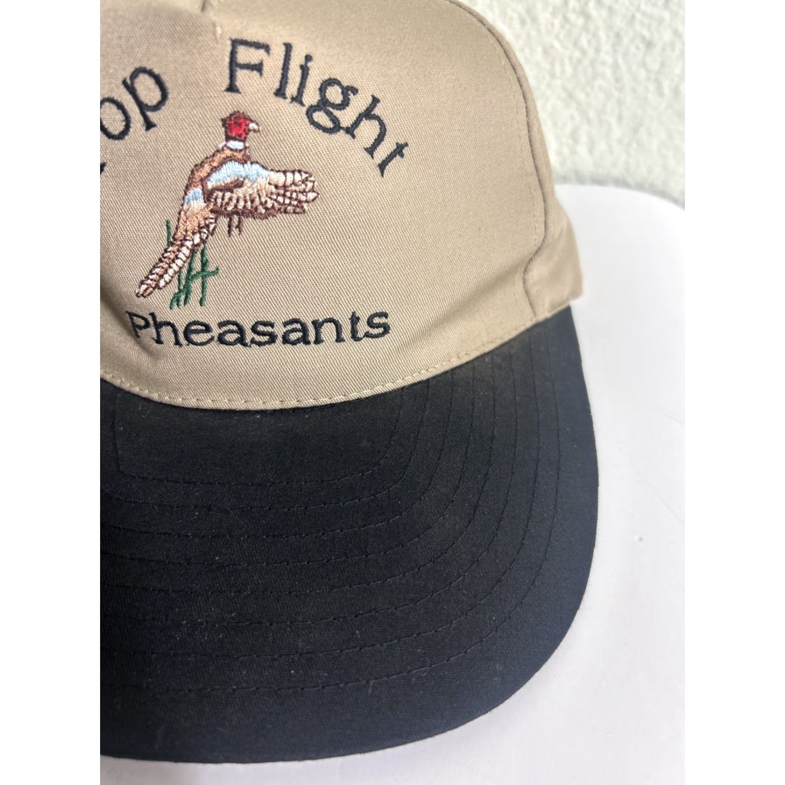 J Brand VINTAGE Nissin Brand Snapback Hat Beige Black Top Flight Pheasants Men Adjustable Beige Black Hat Snapback Men Size US M / EU 48-50 / 2 - 4 Thumbnail