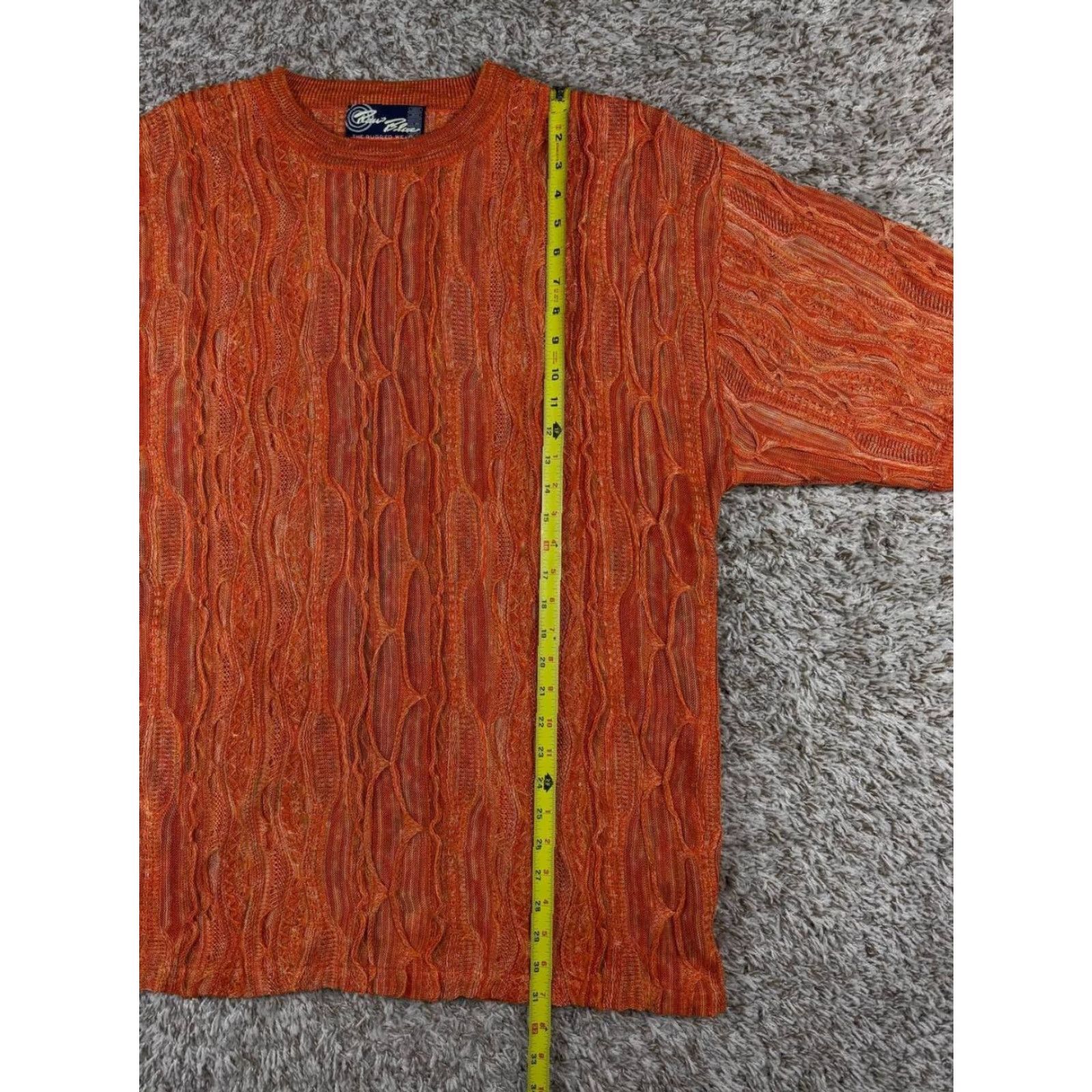 Coogi VINTAGE Raw Blue Rugged Wear 3D Knit Textured Sweater Men XL Orange Knit Pullover Crew Neck Long Sleeve Winter Fall Coogi Style Size US XL / EU 56 / 4 - 5 Thumbnail