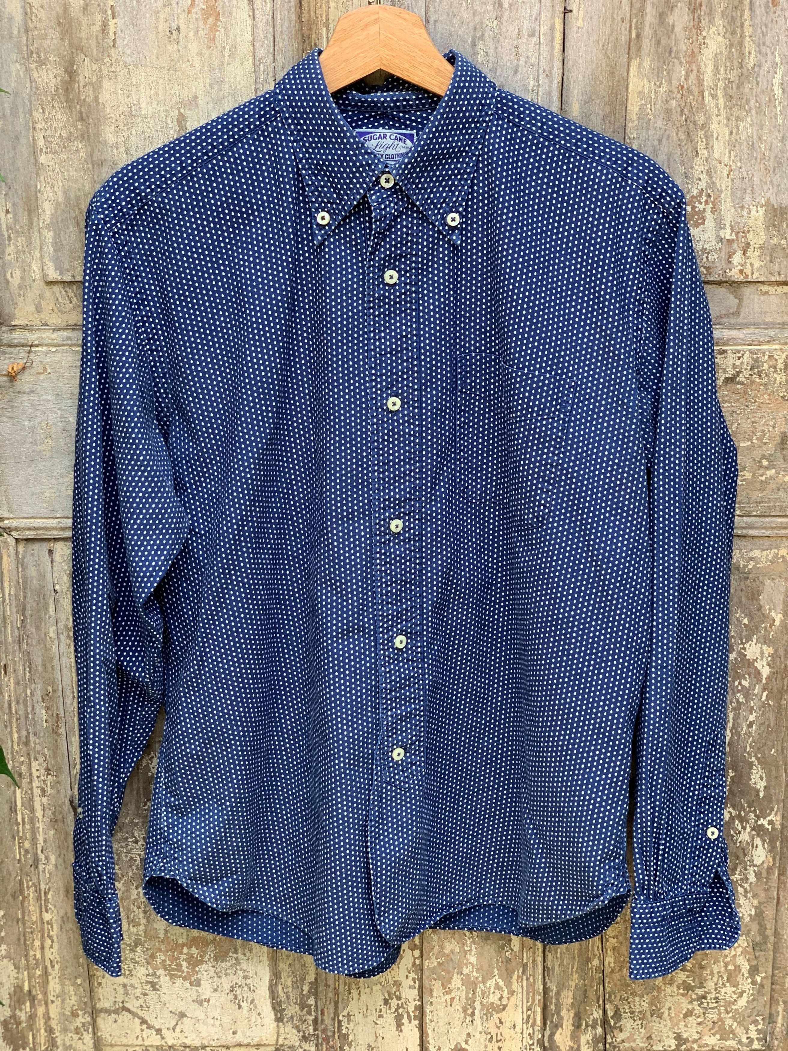 Sugar Cane Indigo Polka Dot Shirt