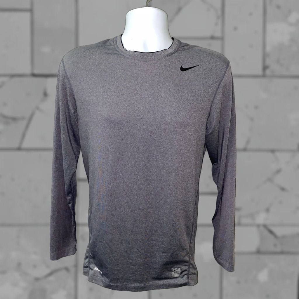 Nike Nike Pro Mens Athletic Long Sleeve Compression Shirt XL Gray Activewear Size US XL / EU 56 / 4 - 1 Thumbnail