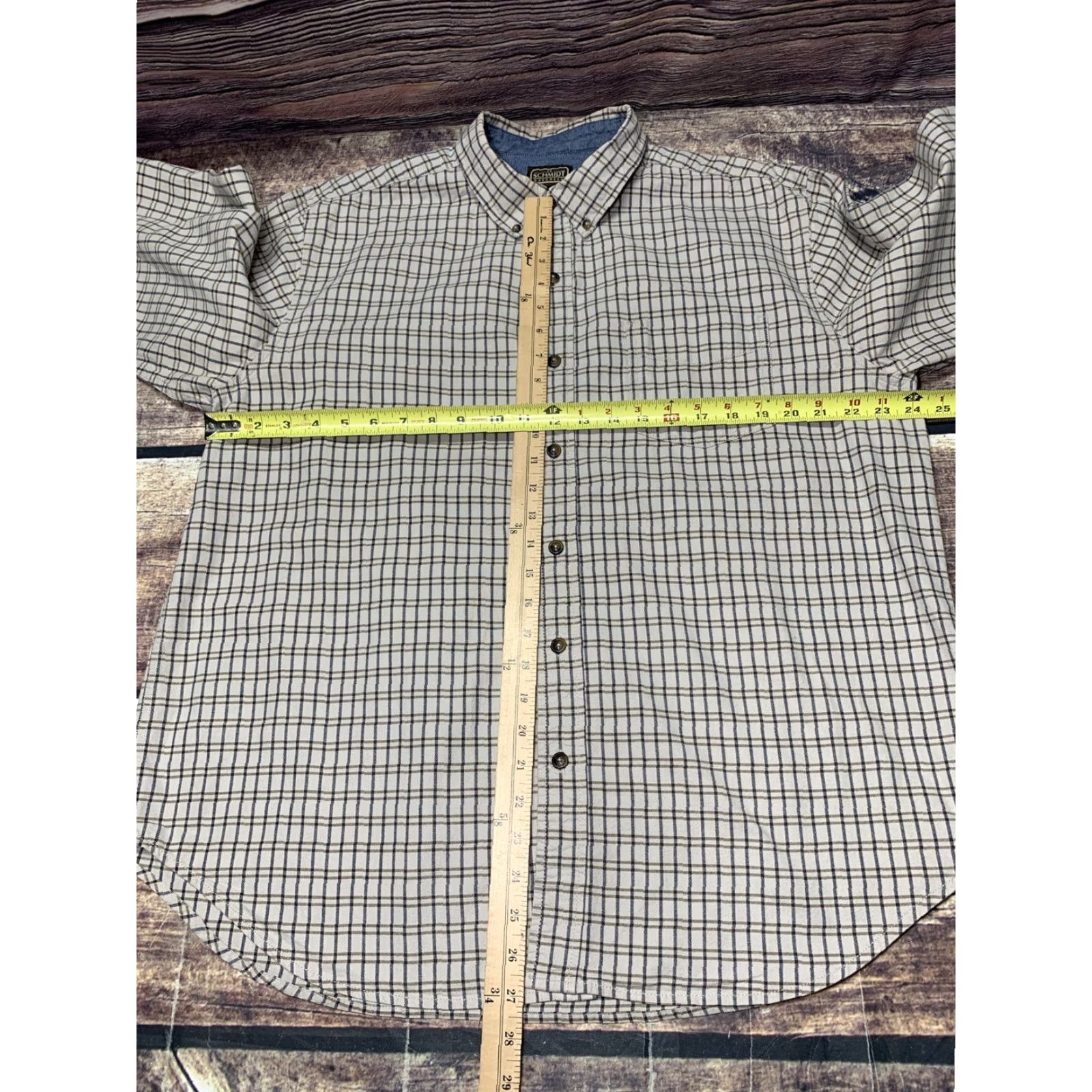 Vintage CE Schmidt Shirt Long Sleeve Plaid White Brown XL Mens Work Wear Button-Down Shirt Size US XL / EU 56 / 4 - 2 Thumbnail