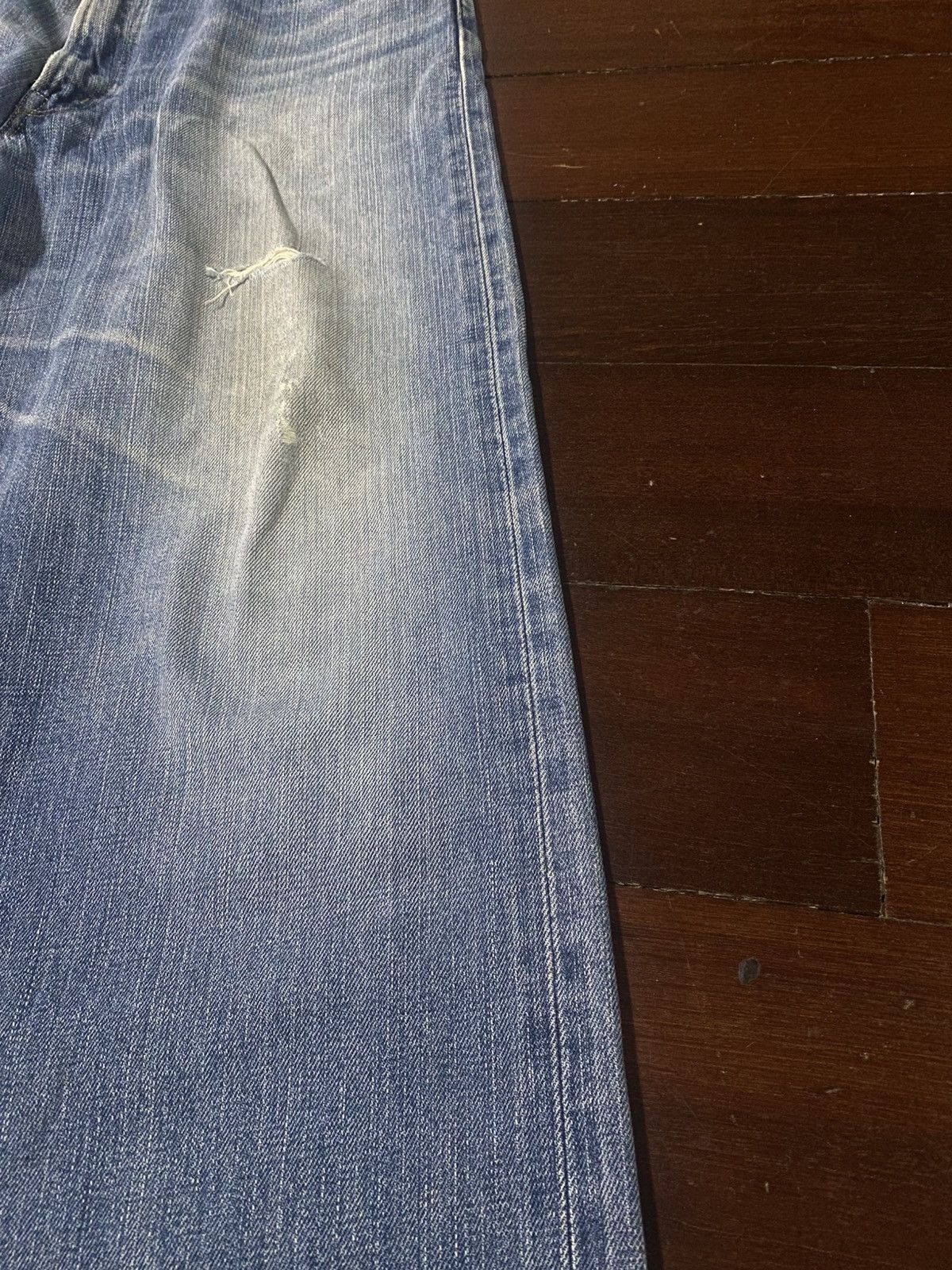 Edwin Vintage 90s Edwin 505 X mud wash distressed selvedge jeans Size US 37 - 18 Thumbnail