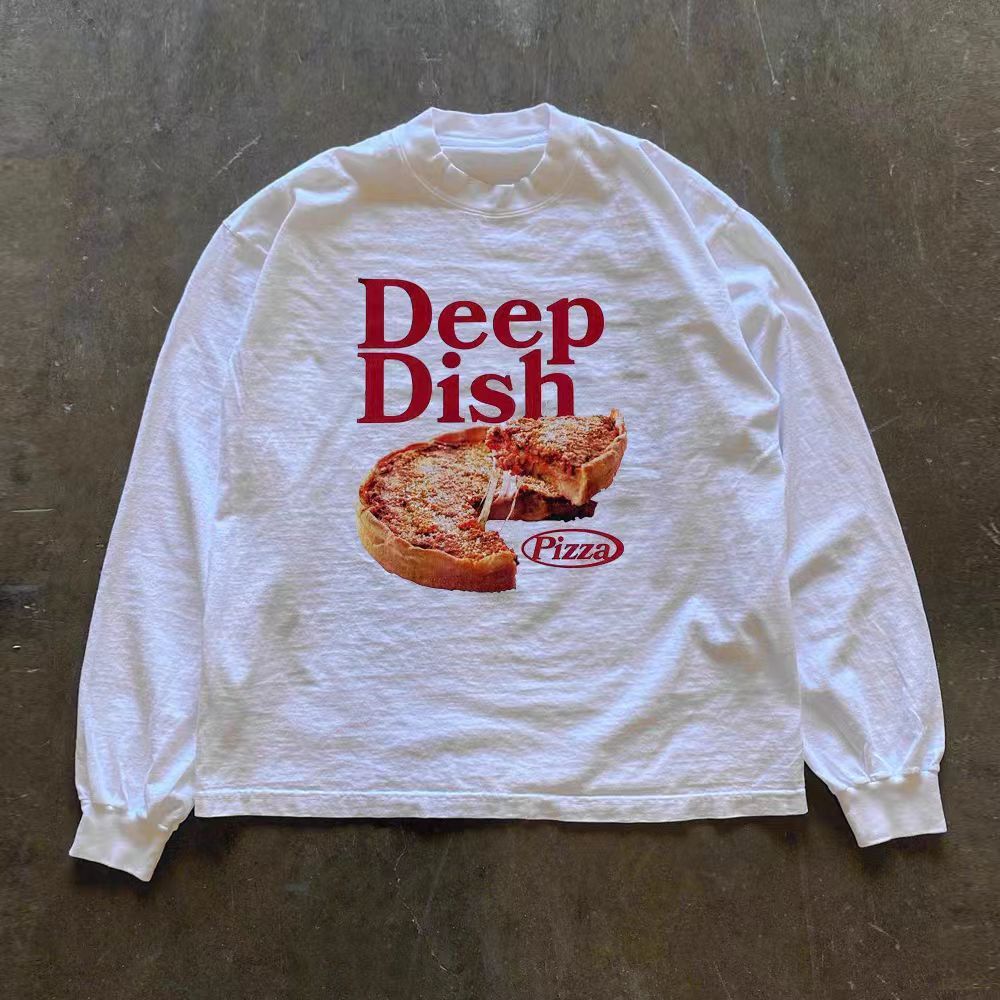 Japanese Brand × Vintage Pizza pattern white casual vintage cotton long sleeve tee Size US L / EU 52-54 / 3 - 1 Thumbnail