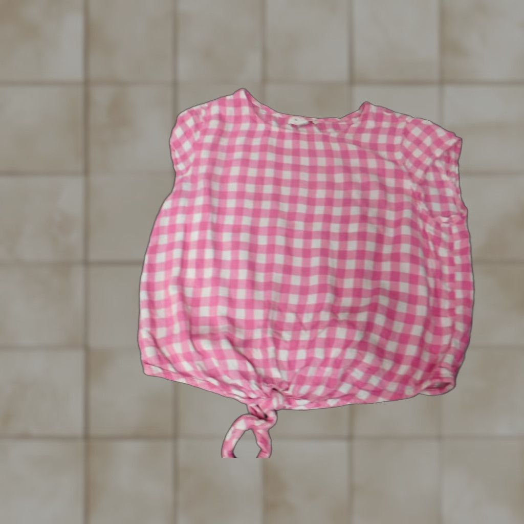 Vintage Beach Lunch Lounge Blouse Womens Small Pink Plaid Sleeveless Cap Neckline Collared Casual Basic 90s Beach Theme Ruffle Breathable Size S / US 4 / IT 40 - 1 Thumbnail