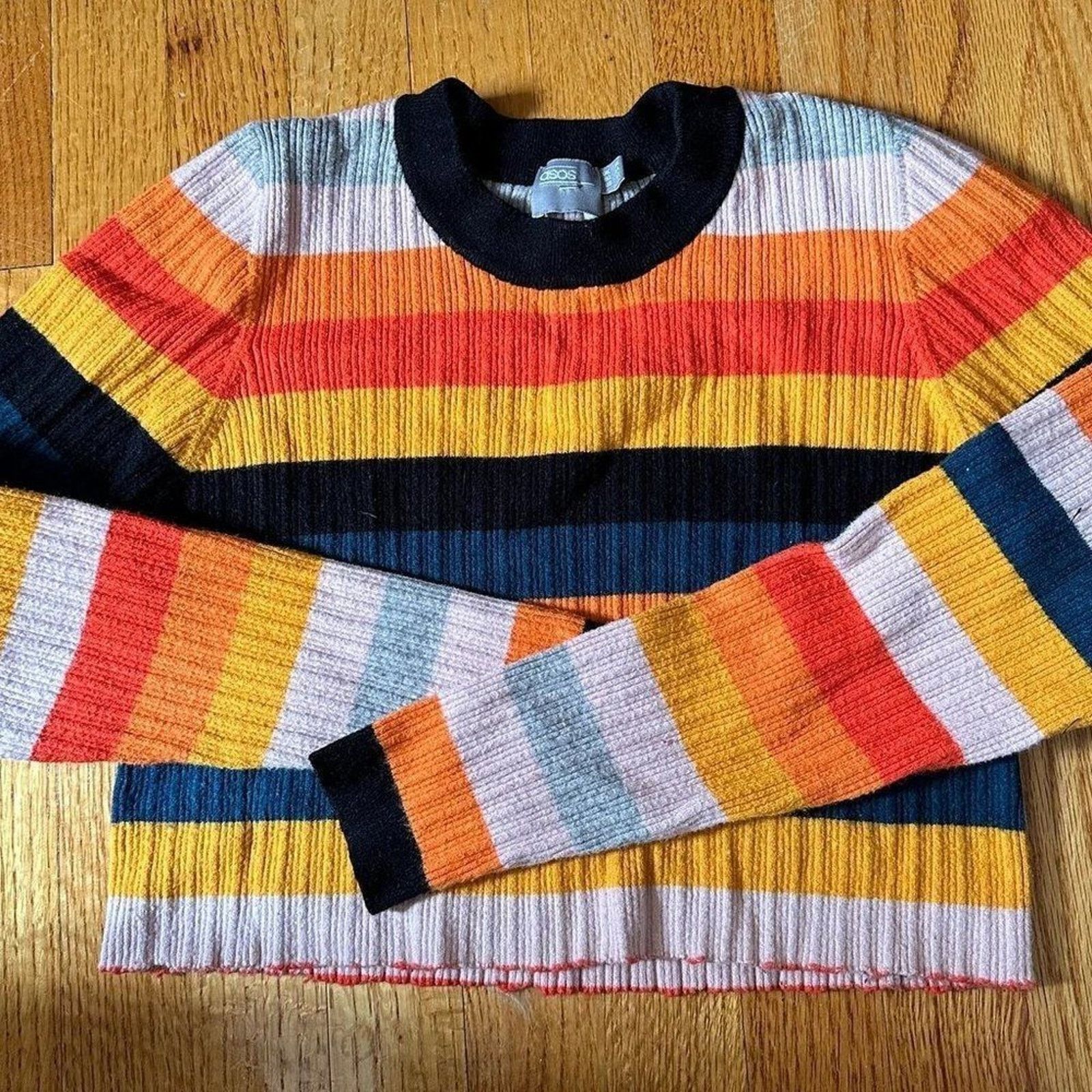 Asos ASOS Curve Colorblock Striped Pullover Crop Sweater Sz 12 US Size XL / US 12-14 / IT 48-50 - 3 Thumbnail