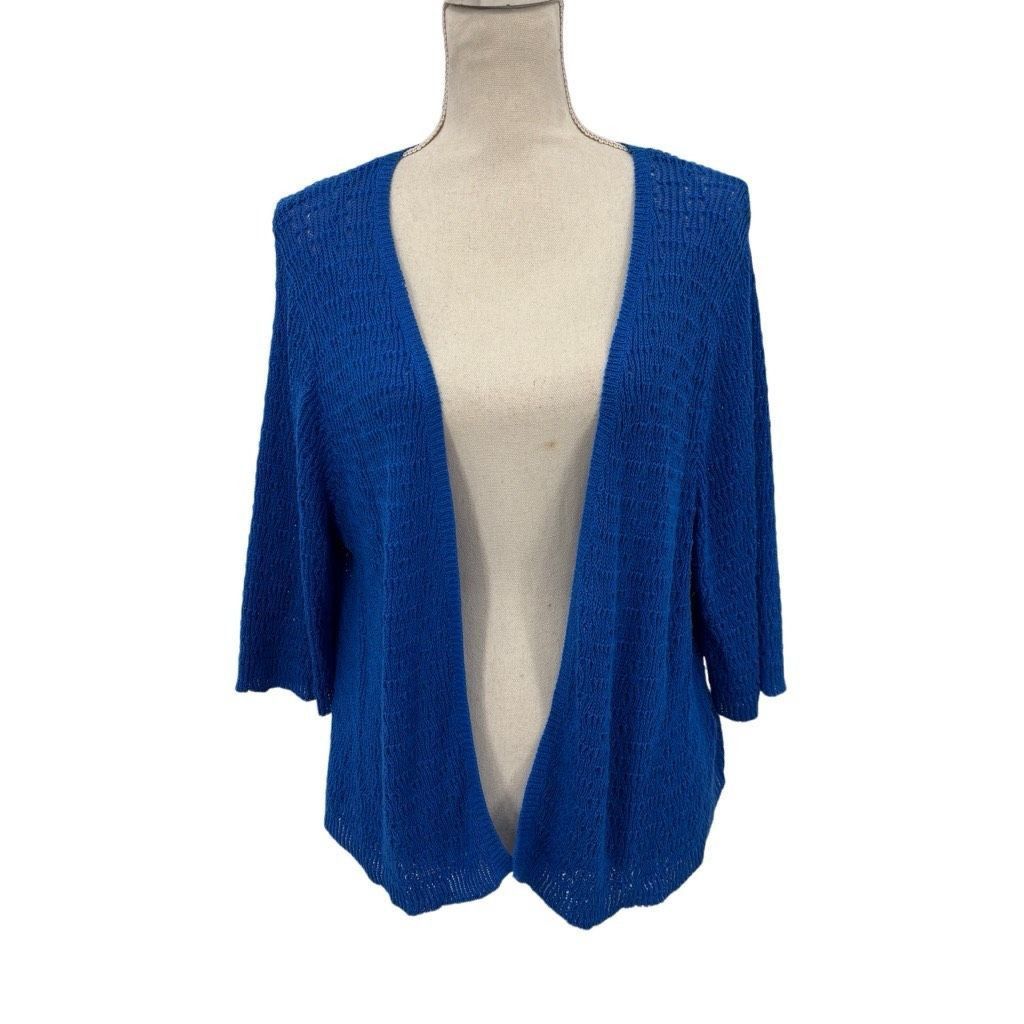 Other Tanjay Blue Open Knit Cardigan M Boho Minimalist Cottagecore Y2K Indie Knitwear Size M / US 6-8 / IT 42-44 - 1 Thumbnail