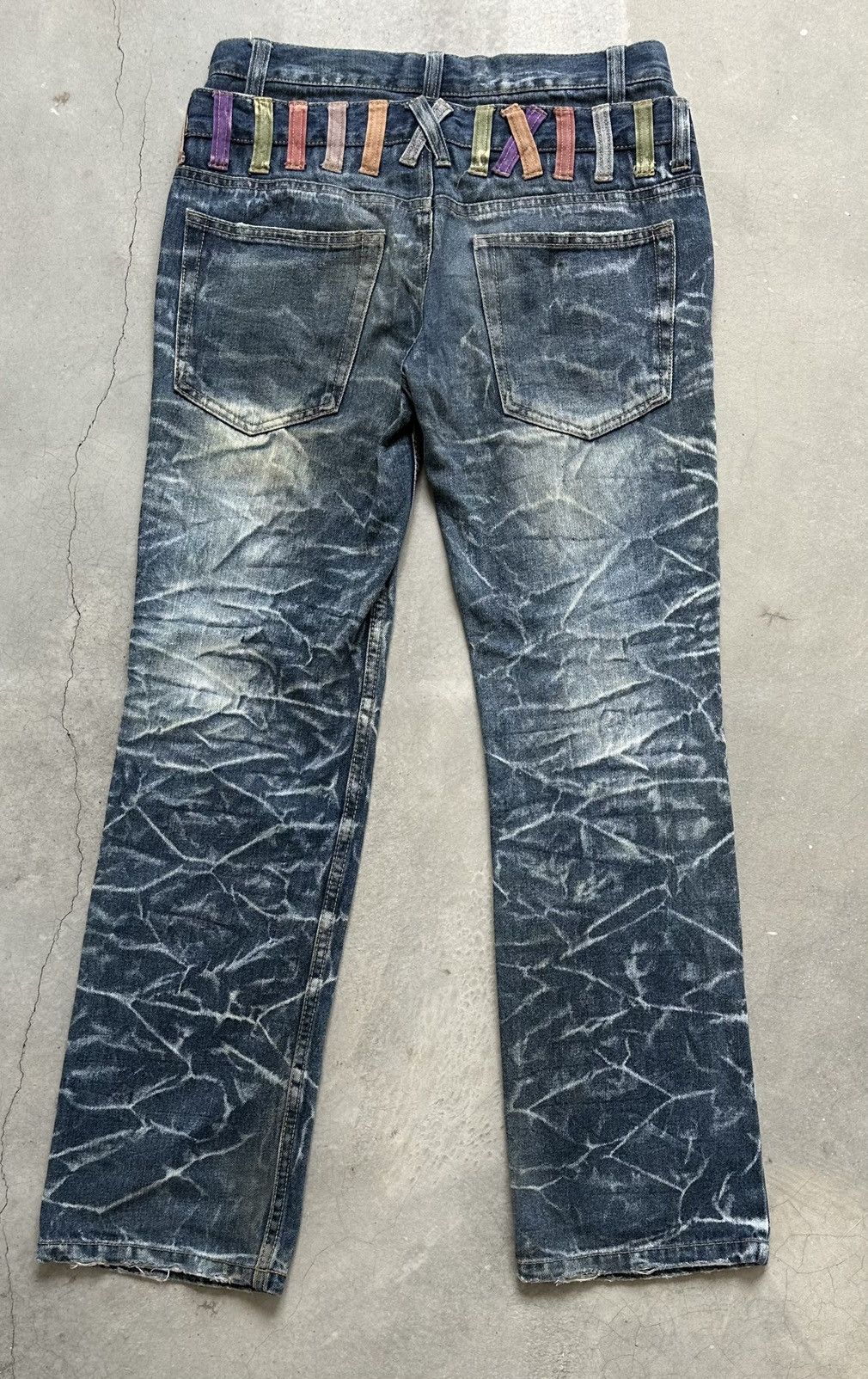 Japanese Brand VINTAGE NYLAUS DISTRESSED DOUBLE WAIST BONDAGE PUNK JEANS Size US 33 - 6 Thumbnail