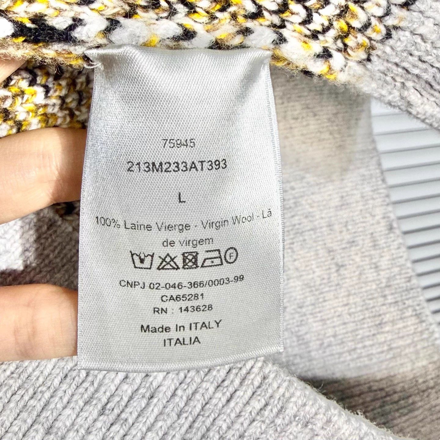 Dior DIOR Oblique Jacquard V-neck Wool Cardigan Beige L Size US L / EU 52-54 / 3 - 4 Thumbnail