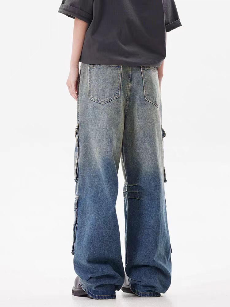 Japanese Brand × Jean Gradient patchwork multi-pocket washed baggy jeans Size US 34 / EU 50 - 5 Thumbnail
