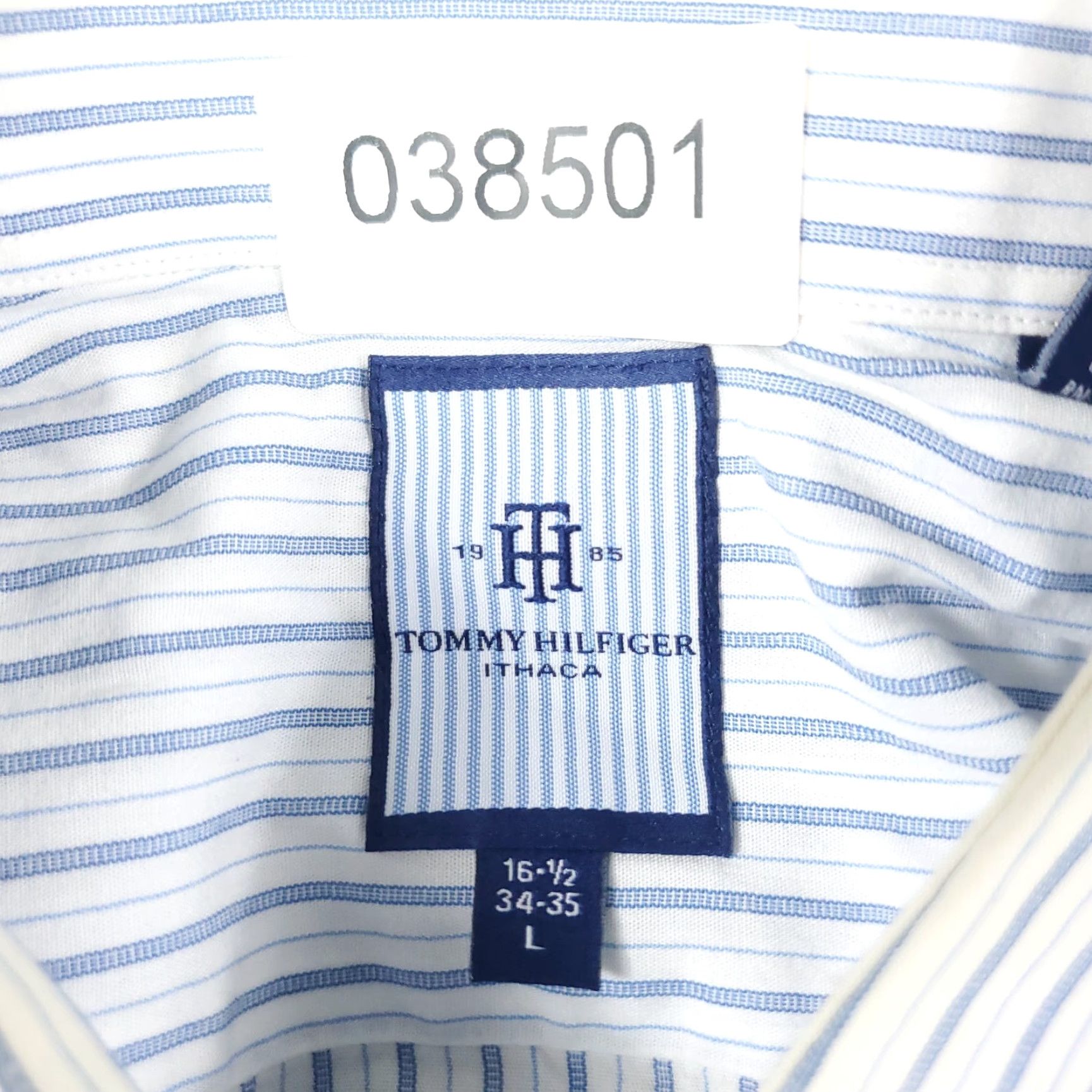 Tommy Hilfiger Tommy Hilfiger Button-Up Shirt Mens Large Blue Striped Long Sleeve Casual Classic Size US L / EU 52-54 / 3 - 8 Thumbnail