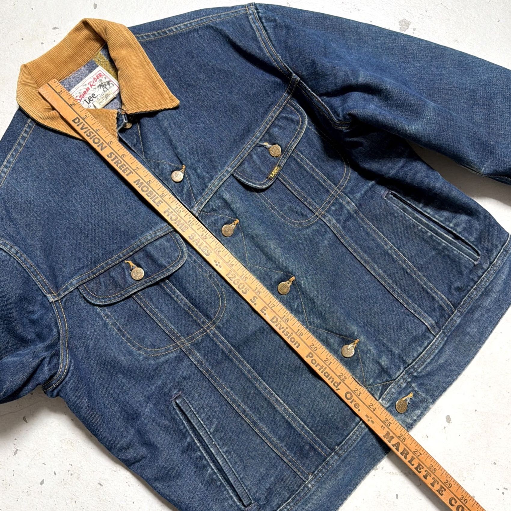 Lee VINTAGE Lee Storm Rider Jacket Denim Trucker Lined USA 46L Men Blue Leather? Size US S / EU 44-46 / 1 - 5 Thumbnail